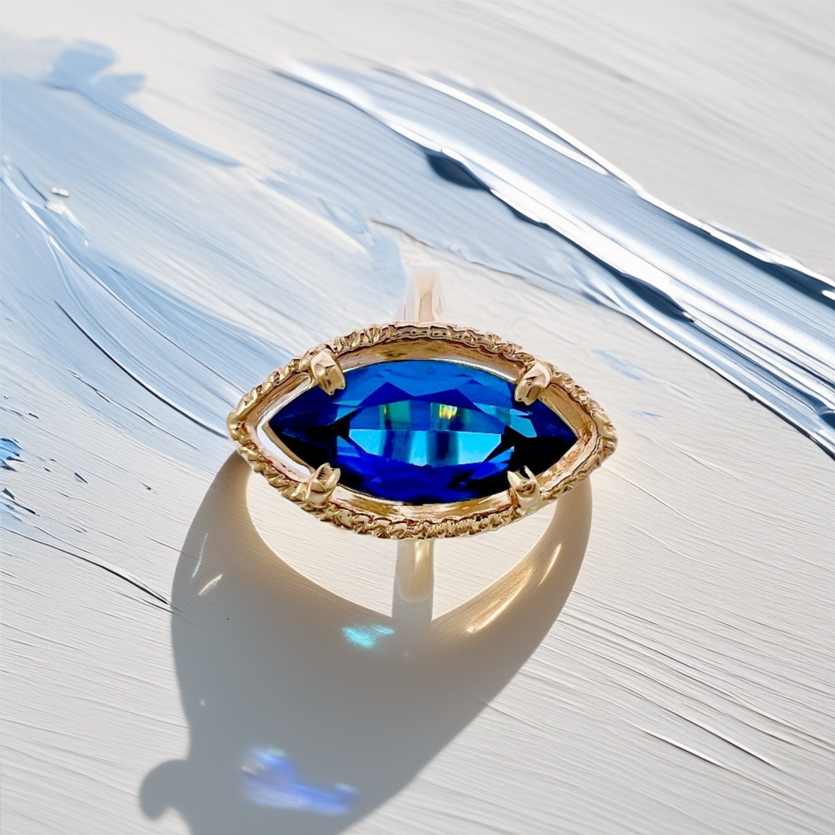 Marquise Blue Topaz Ring | Statement Ring