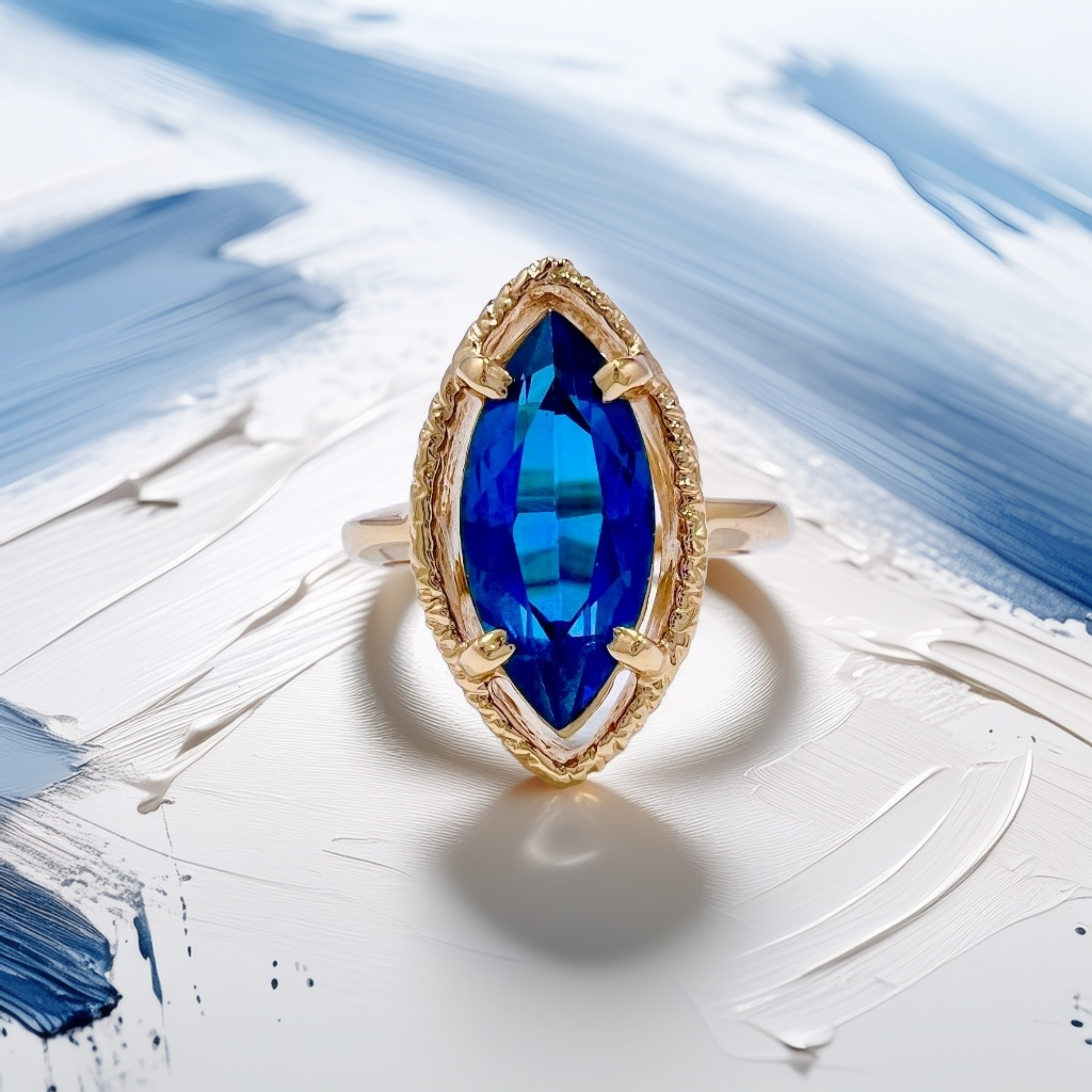 Marquise Blue Topaz Ring | Statement Ring