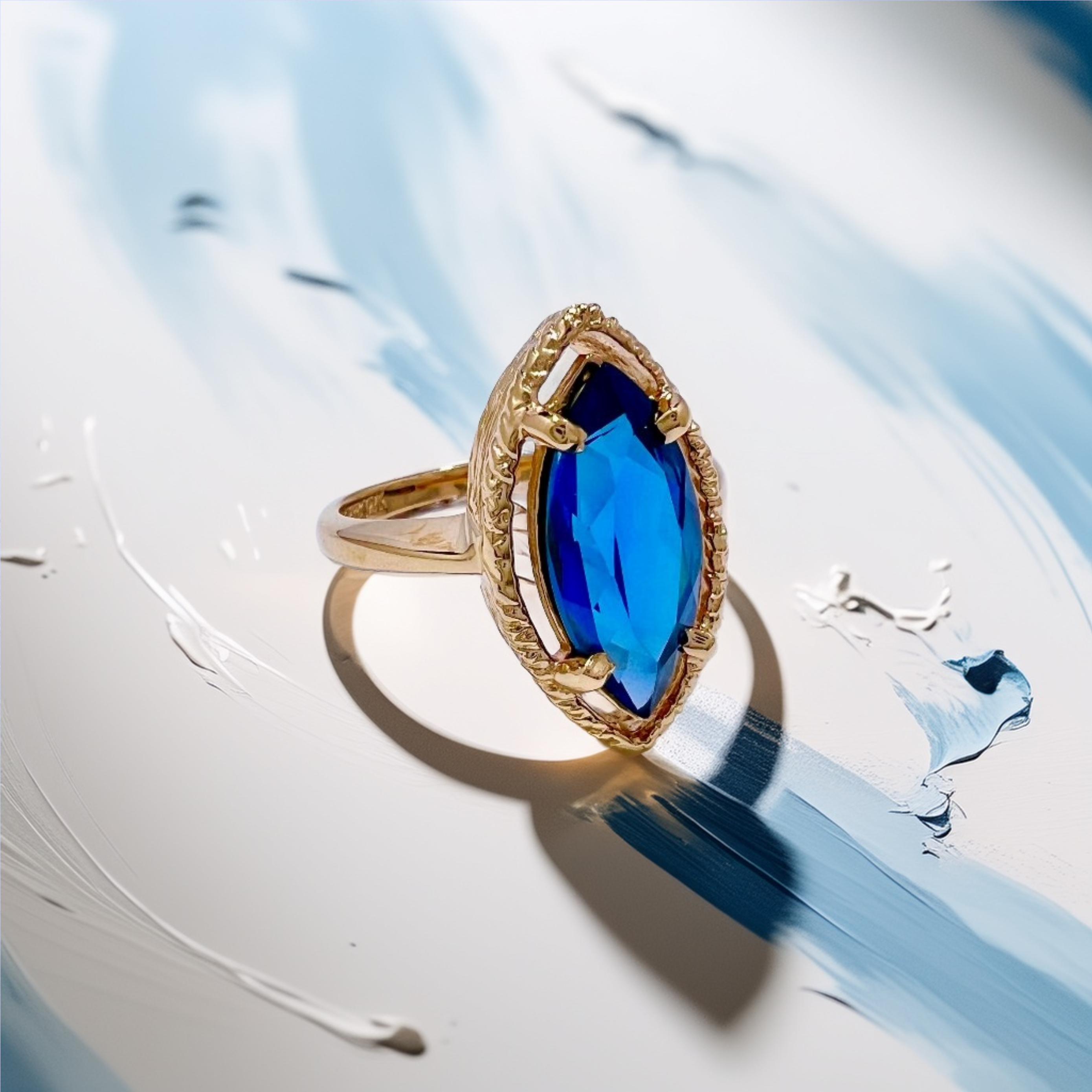 Marquise Blue Topaz Ring | Statement Ring