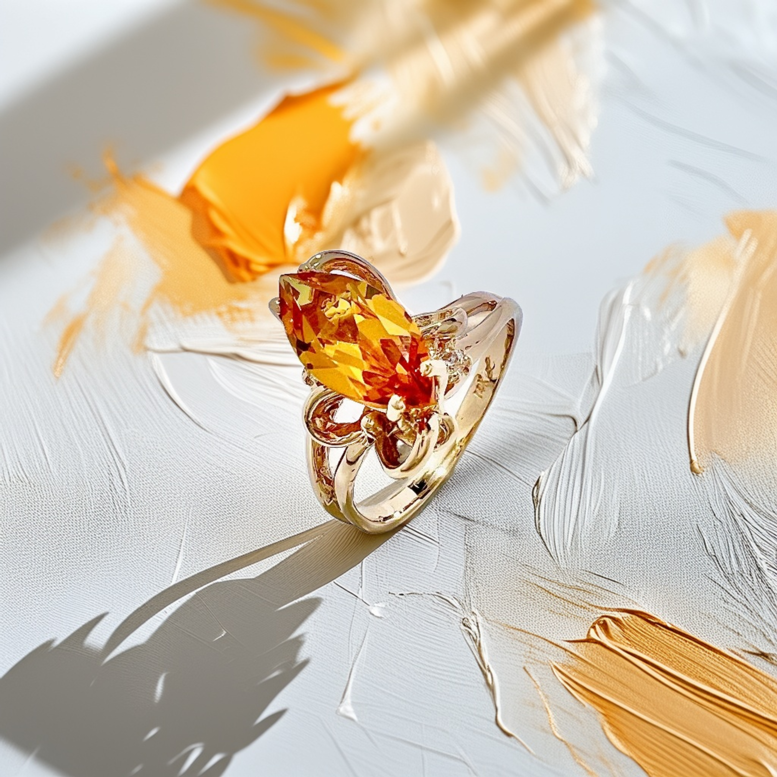 Marquise Citrine Diamond Ring
