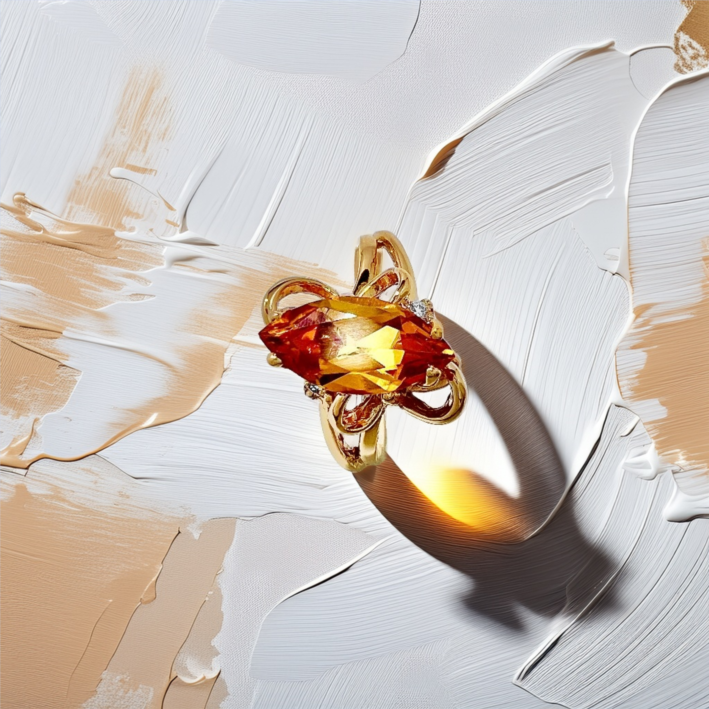Marquise Citrine Diamond Ring