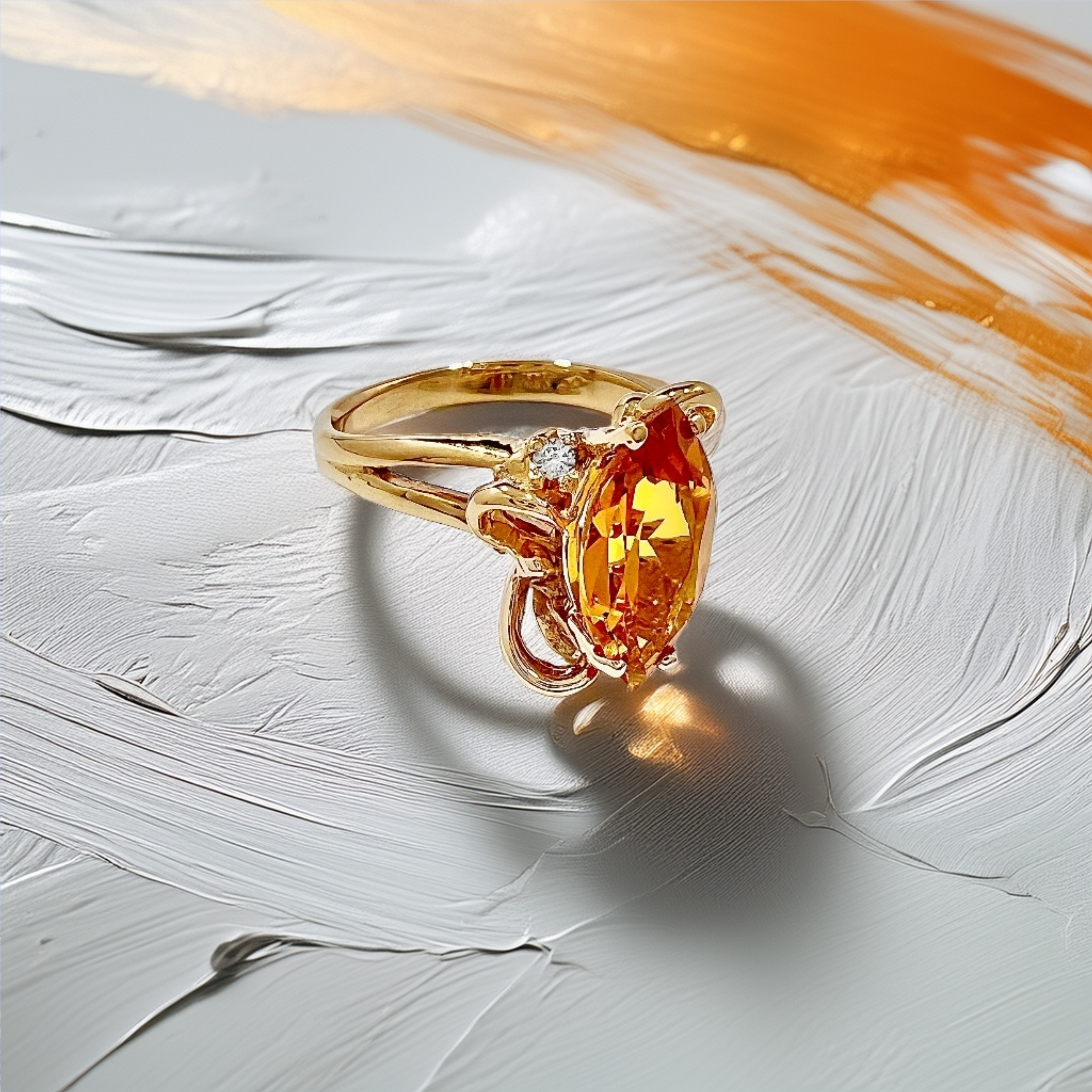 Marquise Citrine Diamond Ring