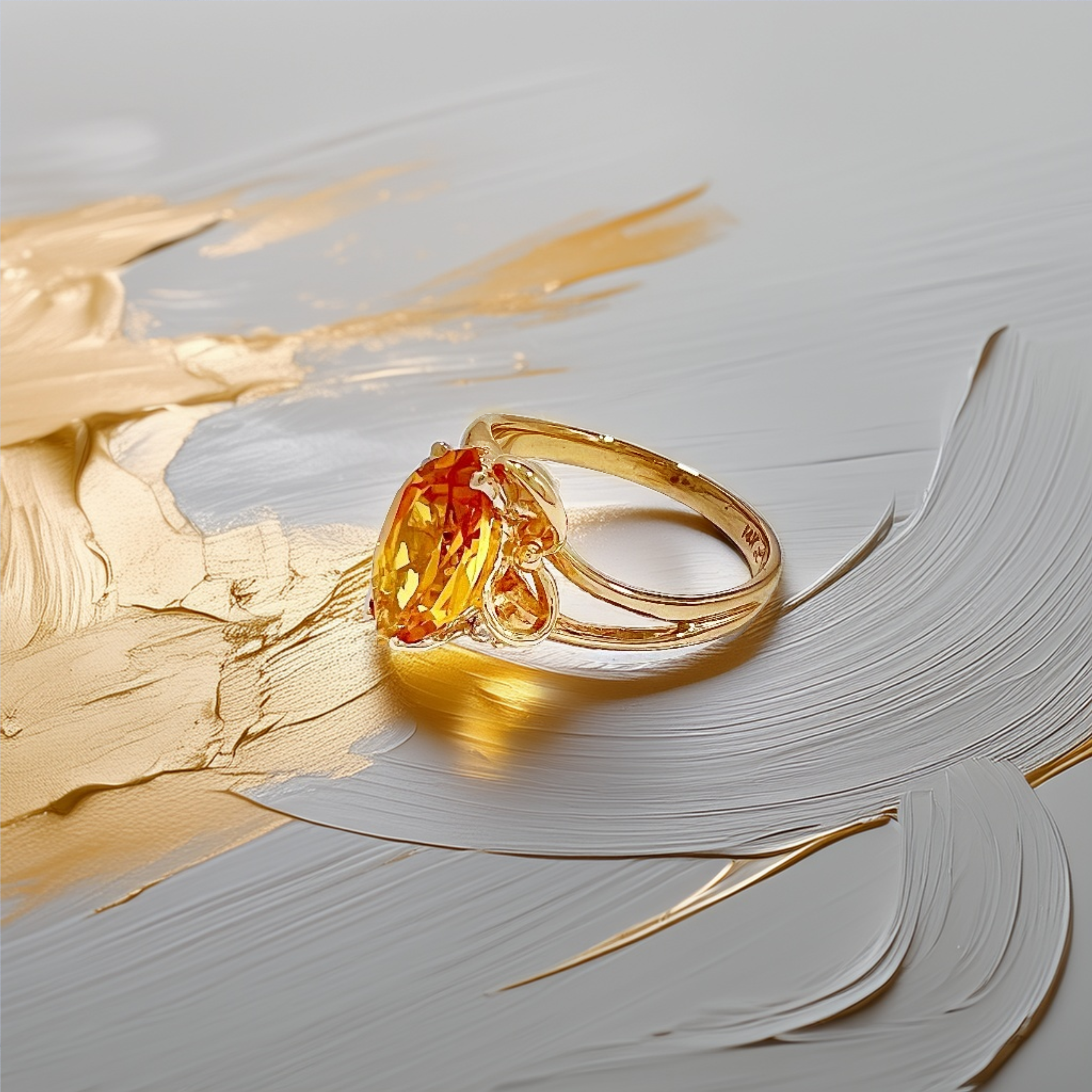 Marquise Citrine Diamond Ring