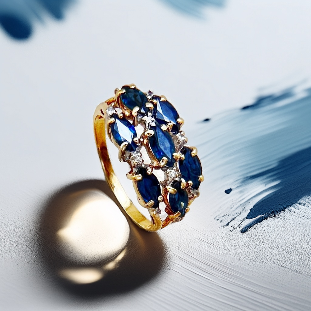 Marquise Sapphire Ring Vintage 1.35tcw