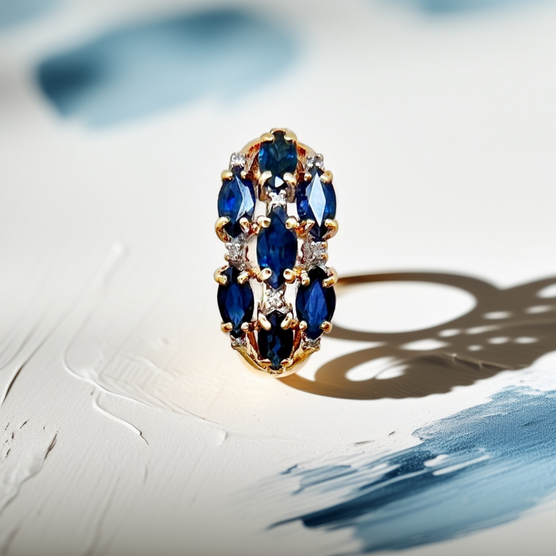 Marquise Sapphire Ring Vintage 1.35tcw