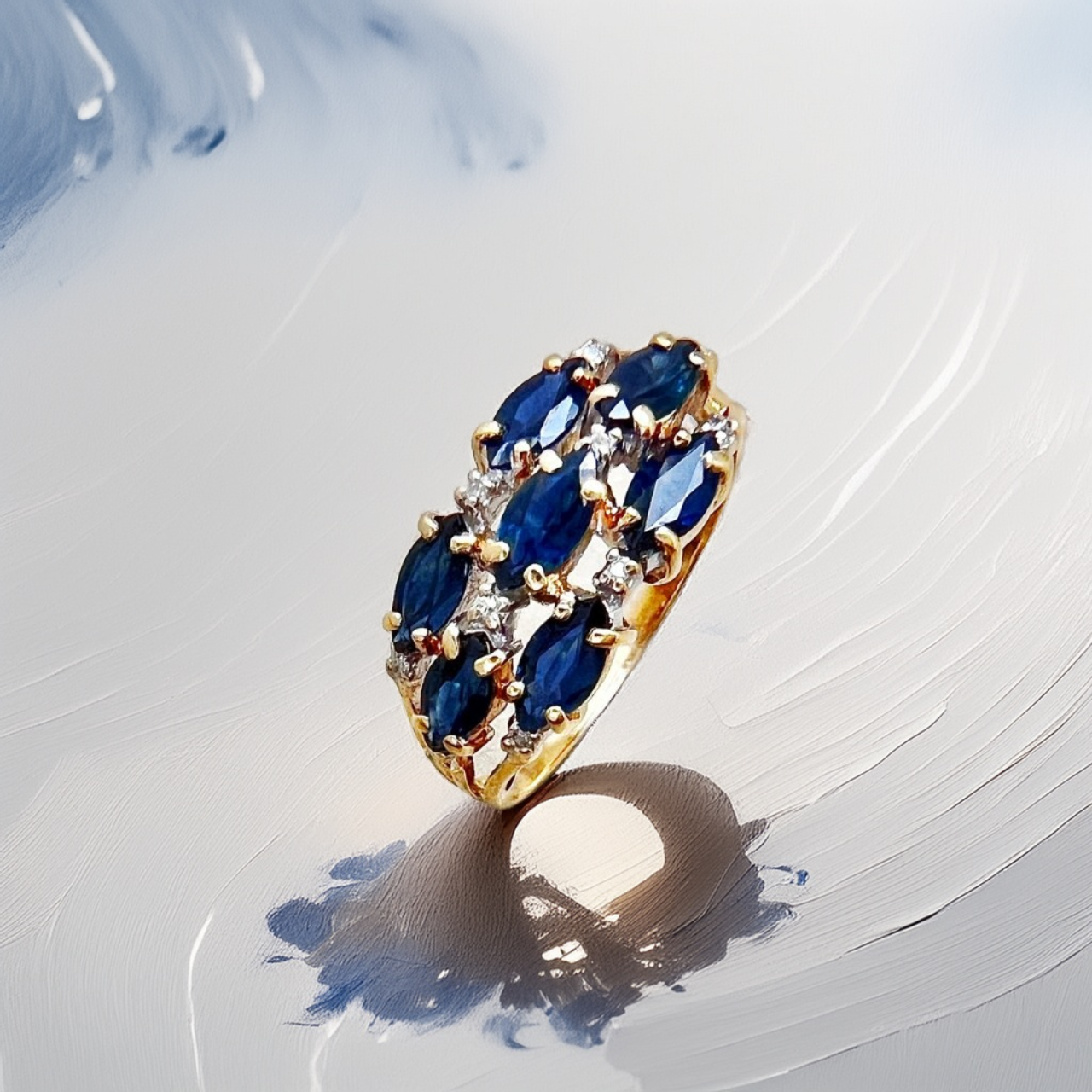 Marquise Sapphire Ring Vintage 1.35tcw