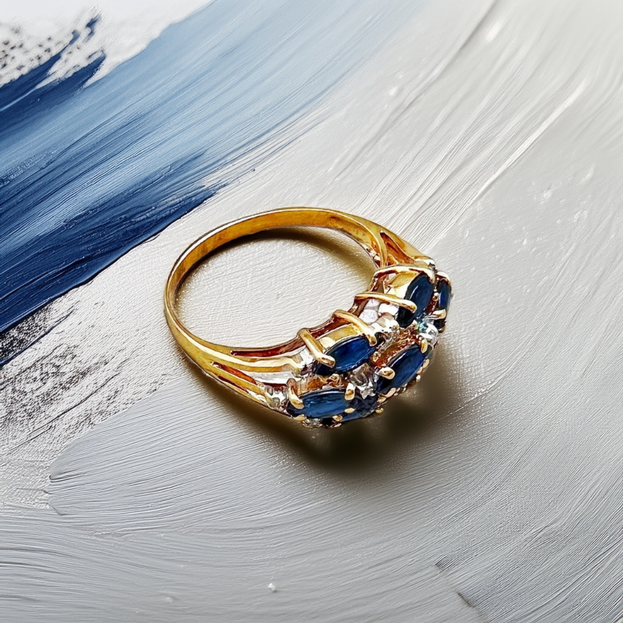 Marquise Sapphire Ring Vintage 1.35tcw