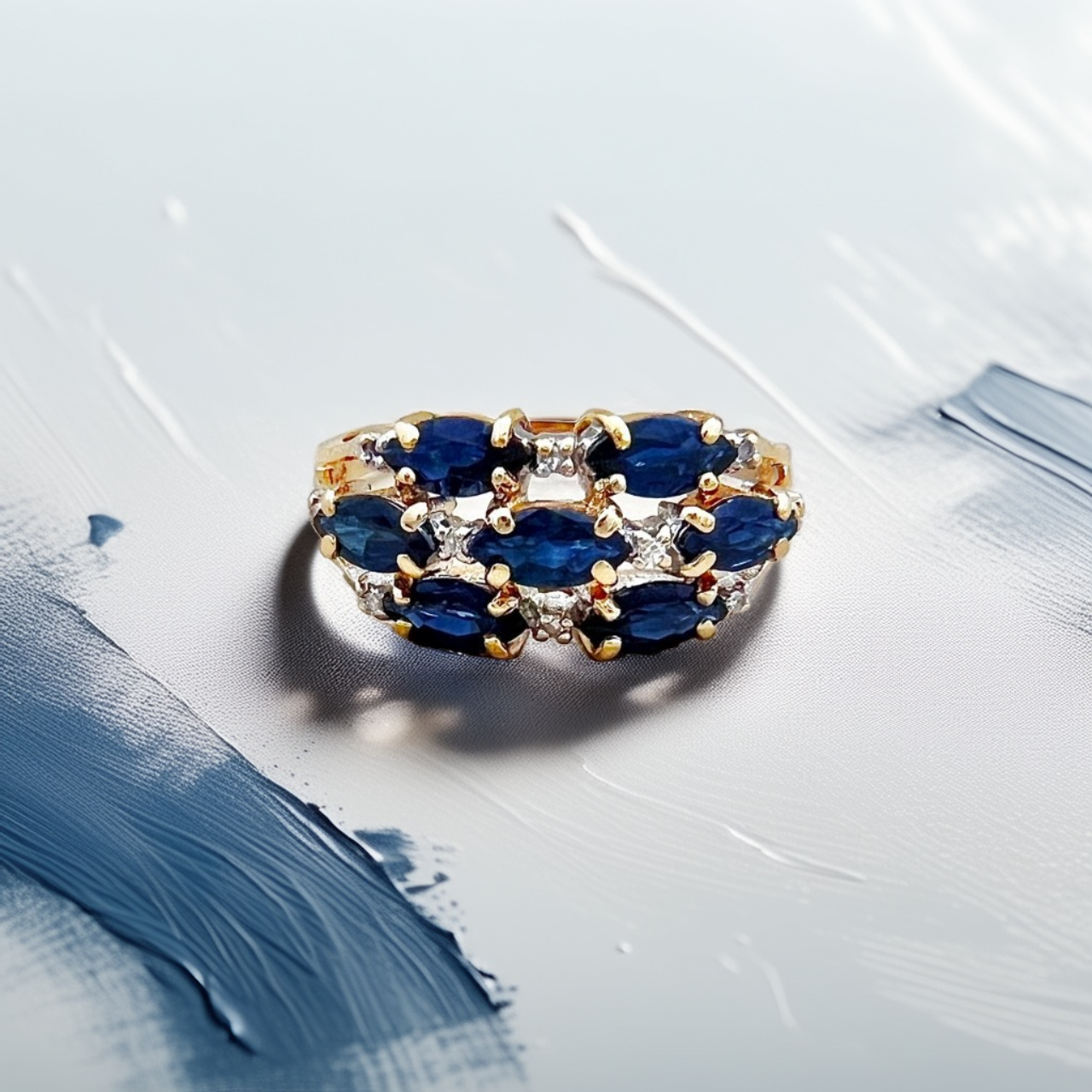 Marquise Sapphire Ring Vintage 1.35tcw