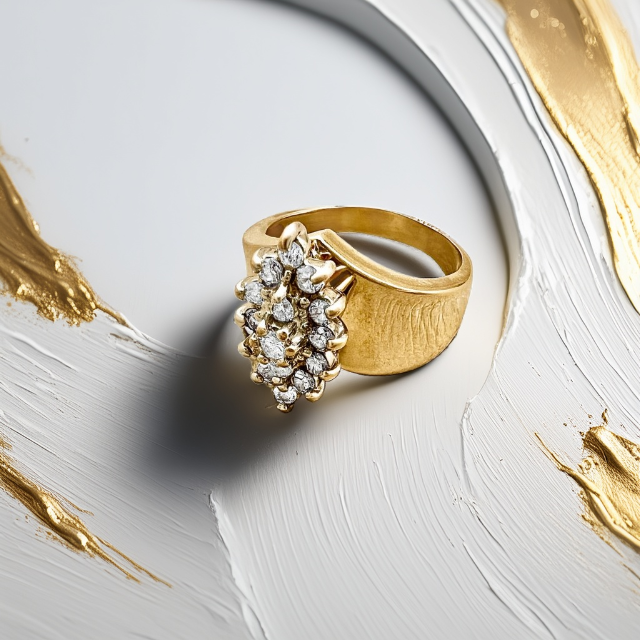 Marquise-Shape Cluster Diamond Ring