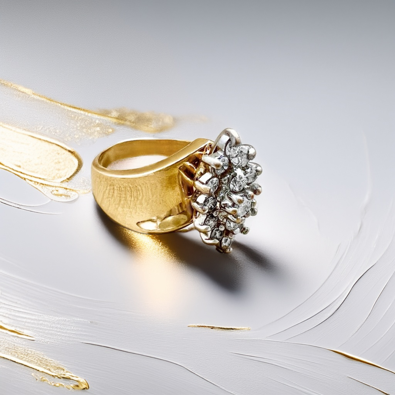 Marquise-Shape Cluster Diamond Ring