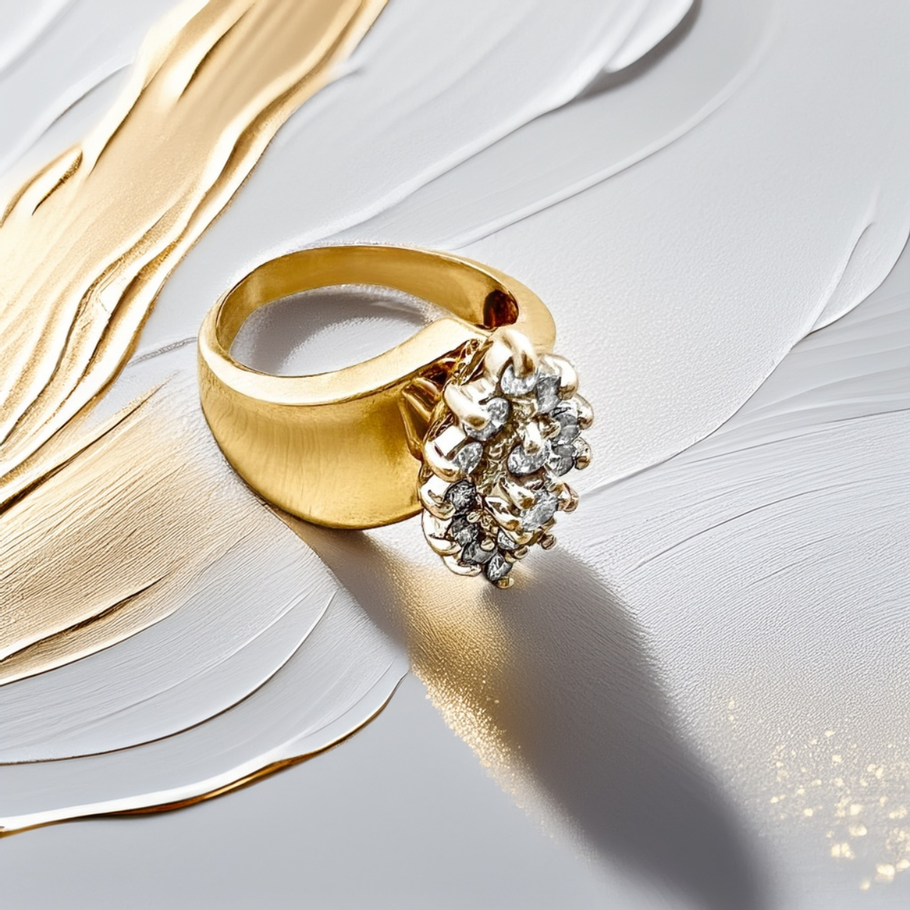 Marquise-Shape Cluster Diamond Ring
