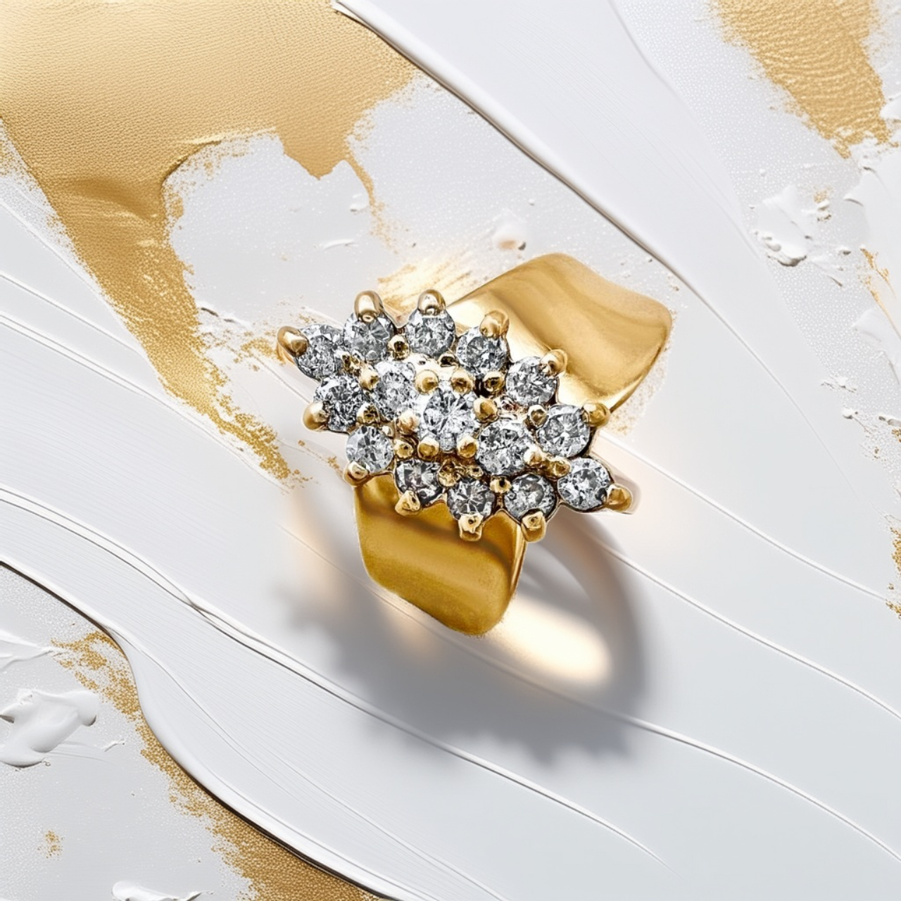 Marquise-Shape Cluster Diamond Ring