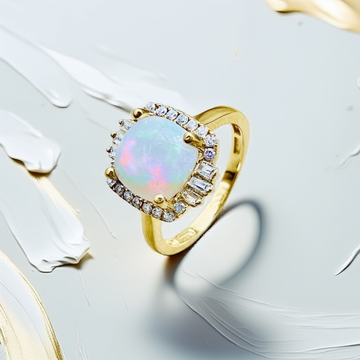 Opal Diamond Halo Ring 1.61tcw