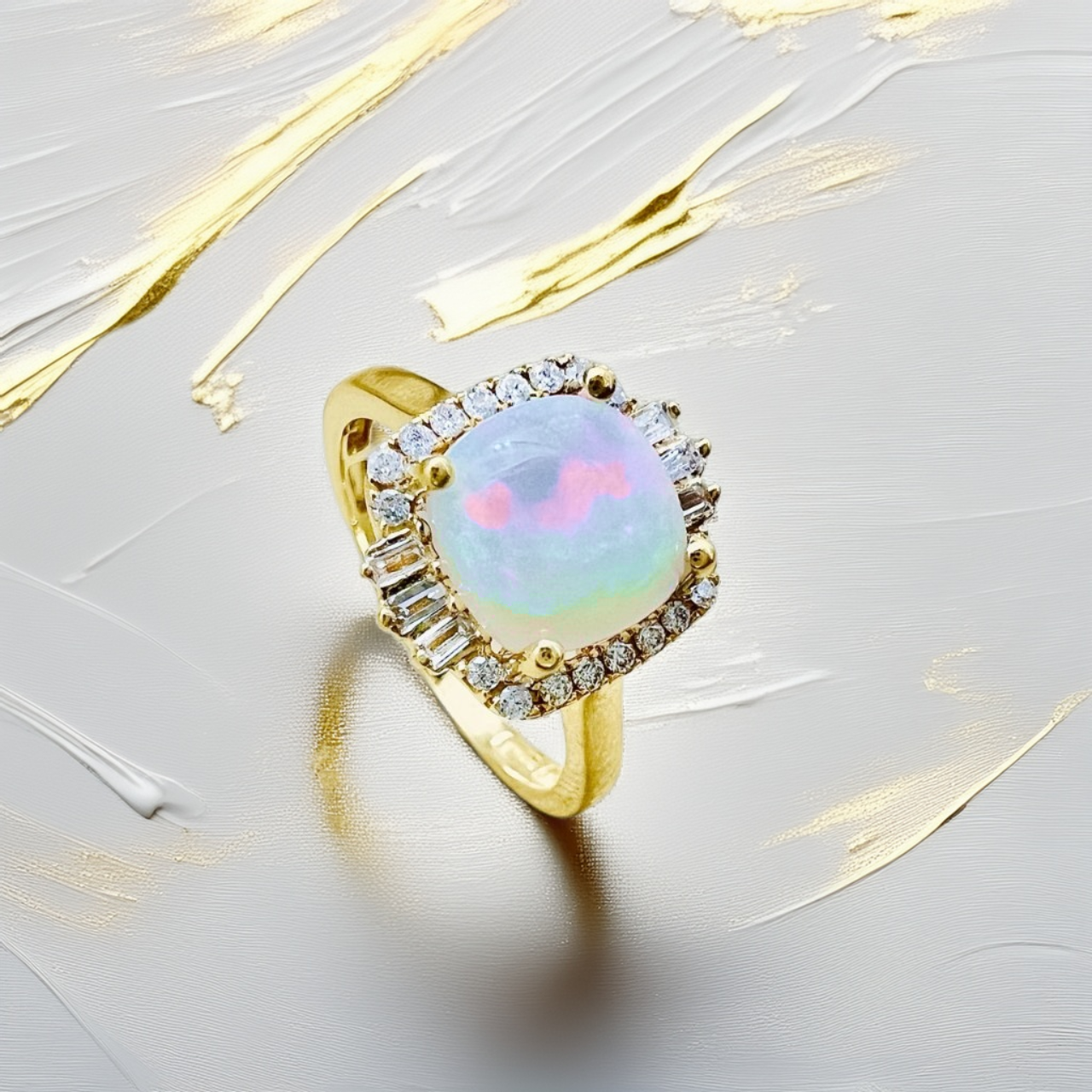 Opal Diamond Halo Ring 1.61tcw