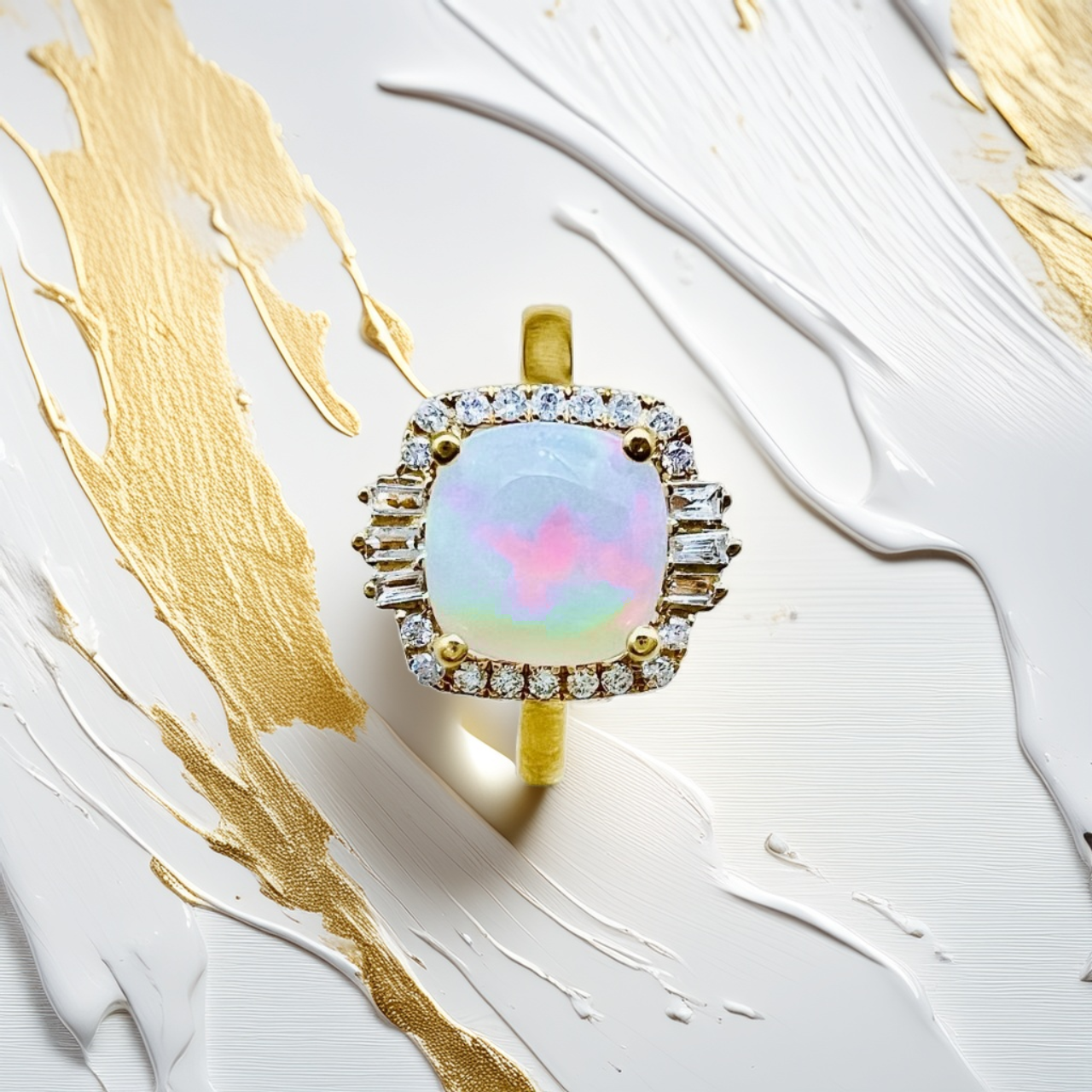 Opal Diamond Halo Ring 1.61tcw