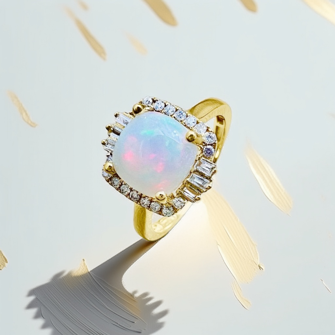 Opal Diamond Halo Ring 1.61tcw