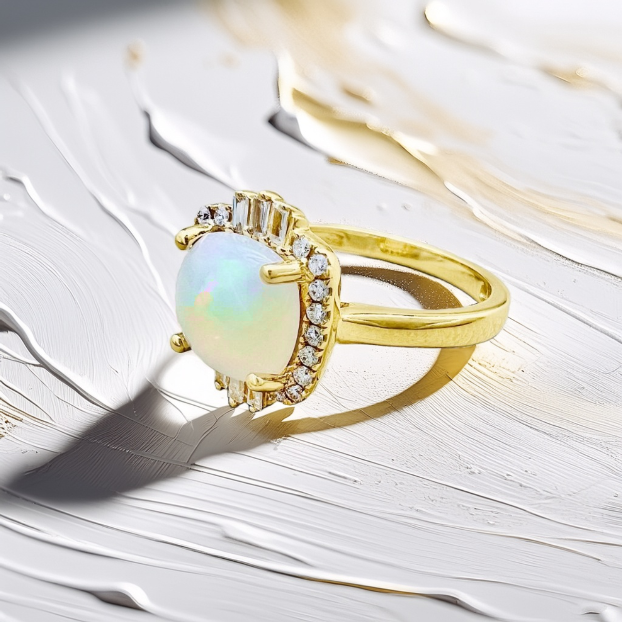 Opal Diamond Halo Ring 1.61tcw