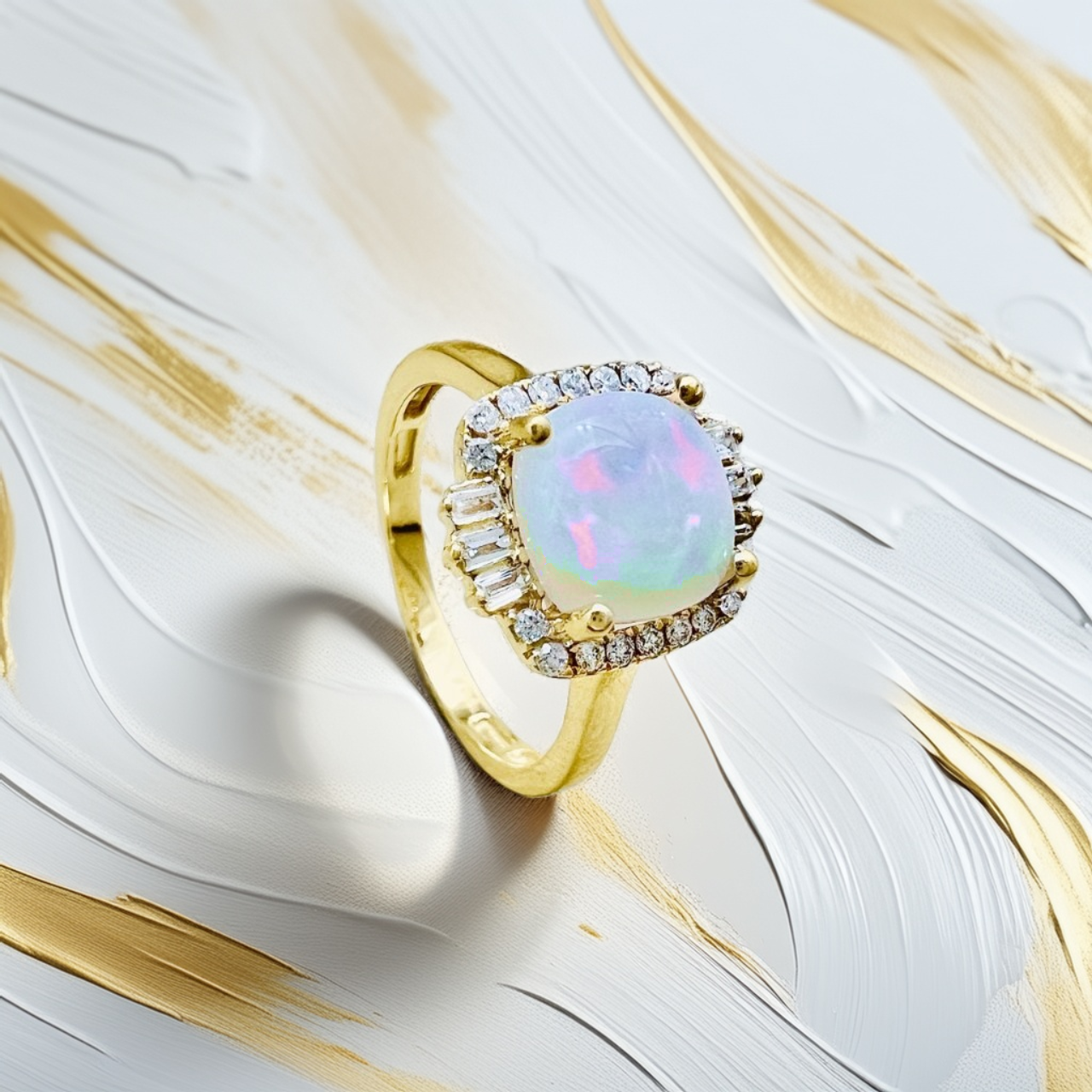 Opal Diamond Halo Ring 1.61tcw