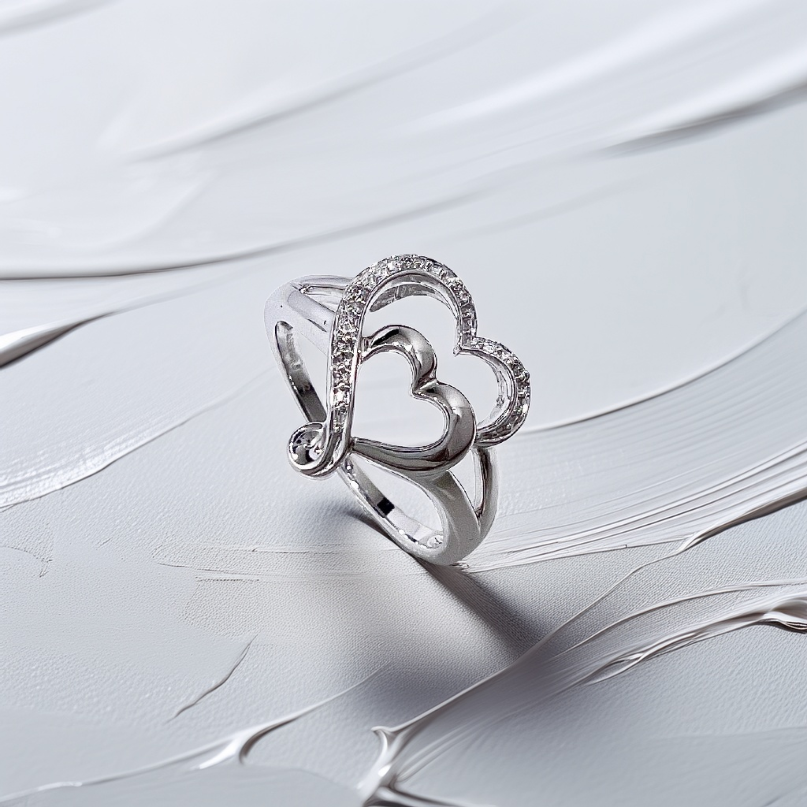Open Heart Diamond Ring 0.05tcw