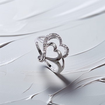 Open Heart Diamond Ring 0.05tcw