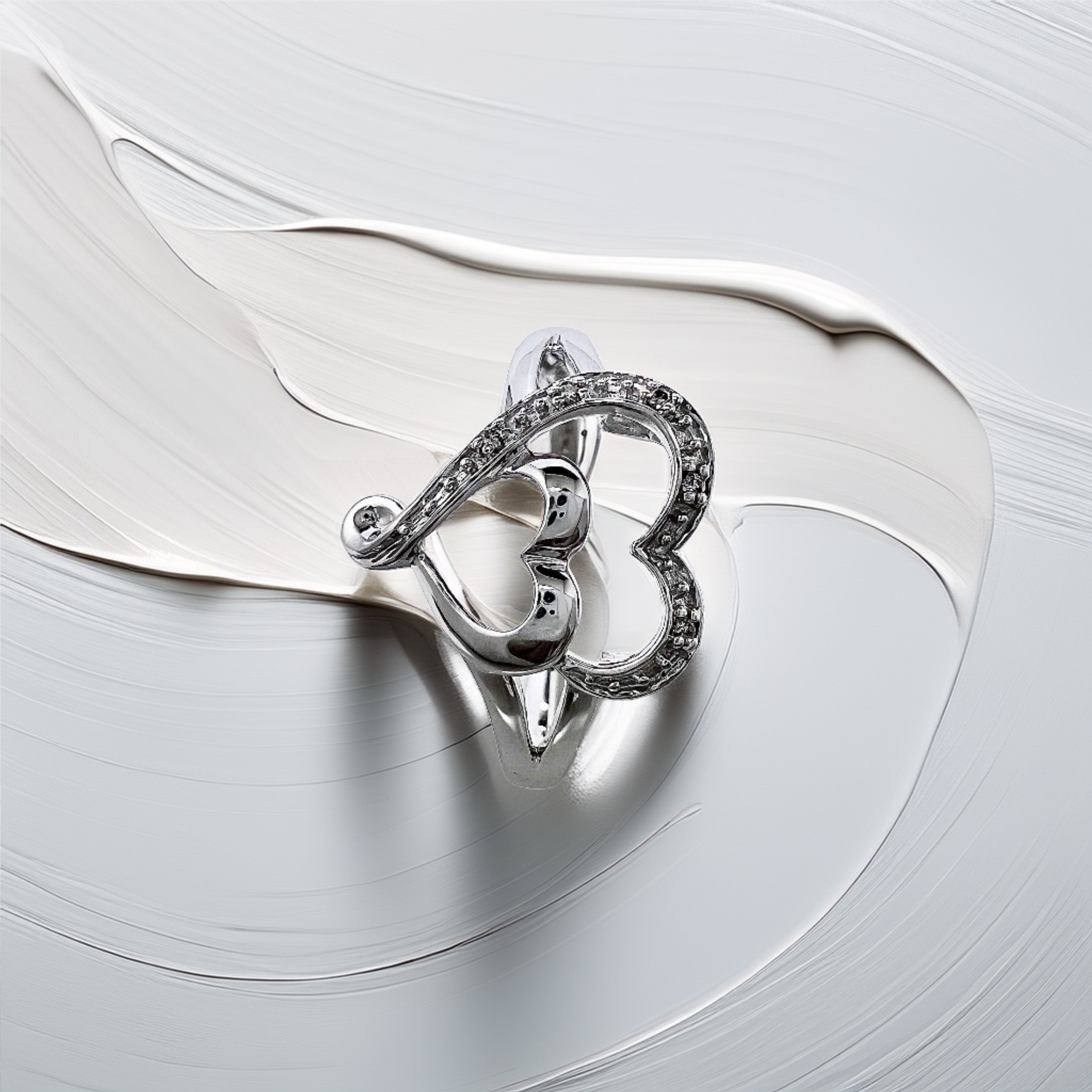 Open Heart Diamond Ring 0.05tcw