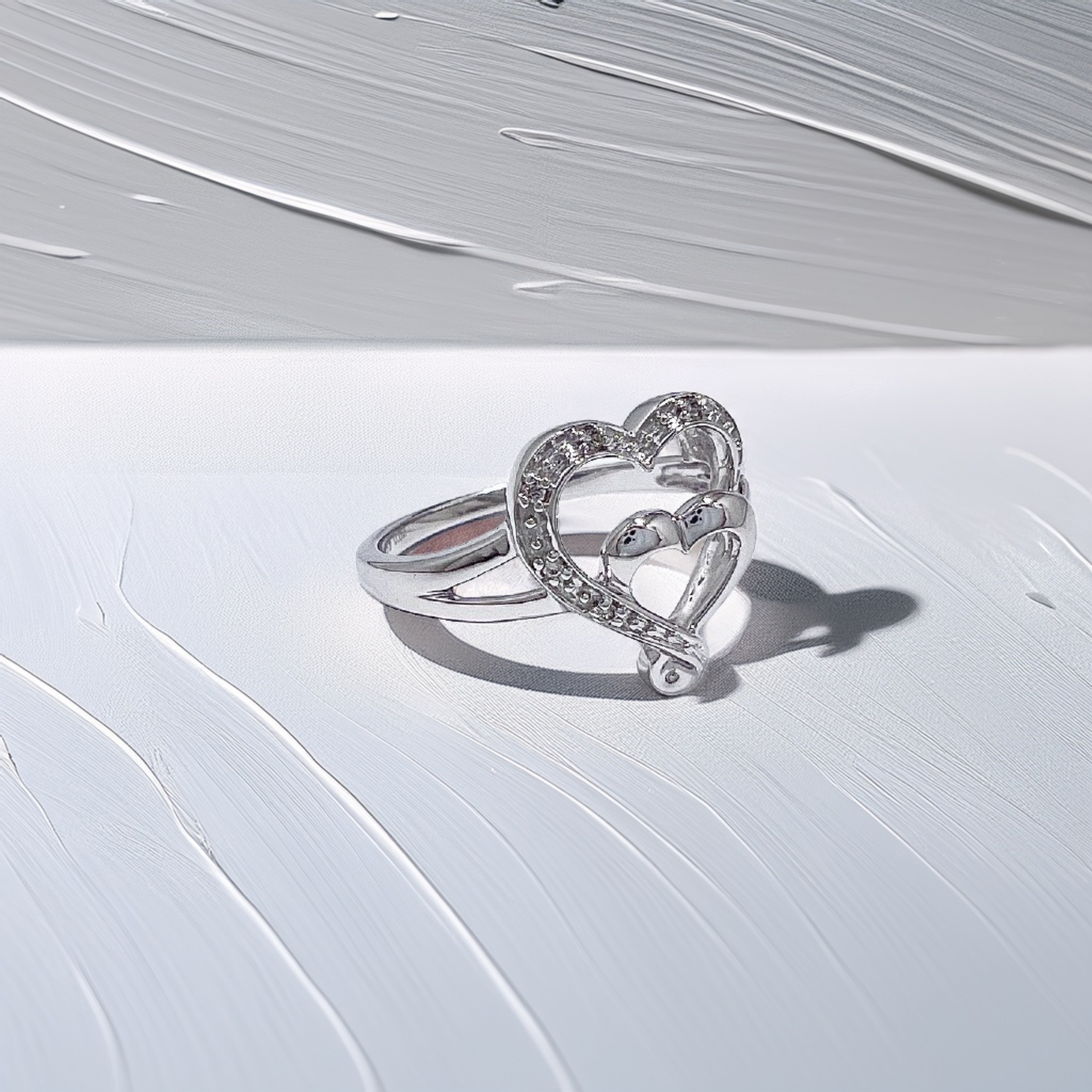 Open Heart Diamond Ring 0.05tcw