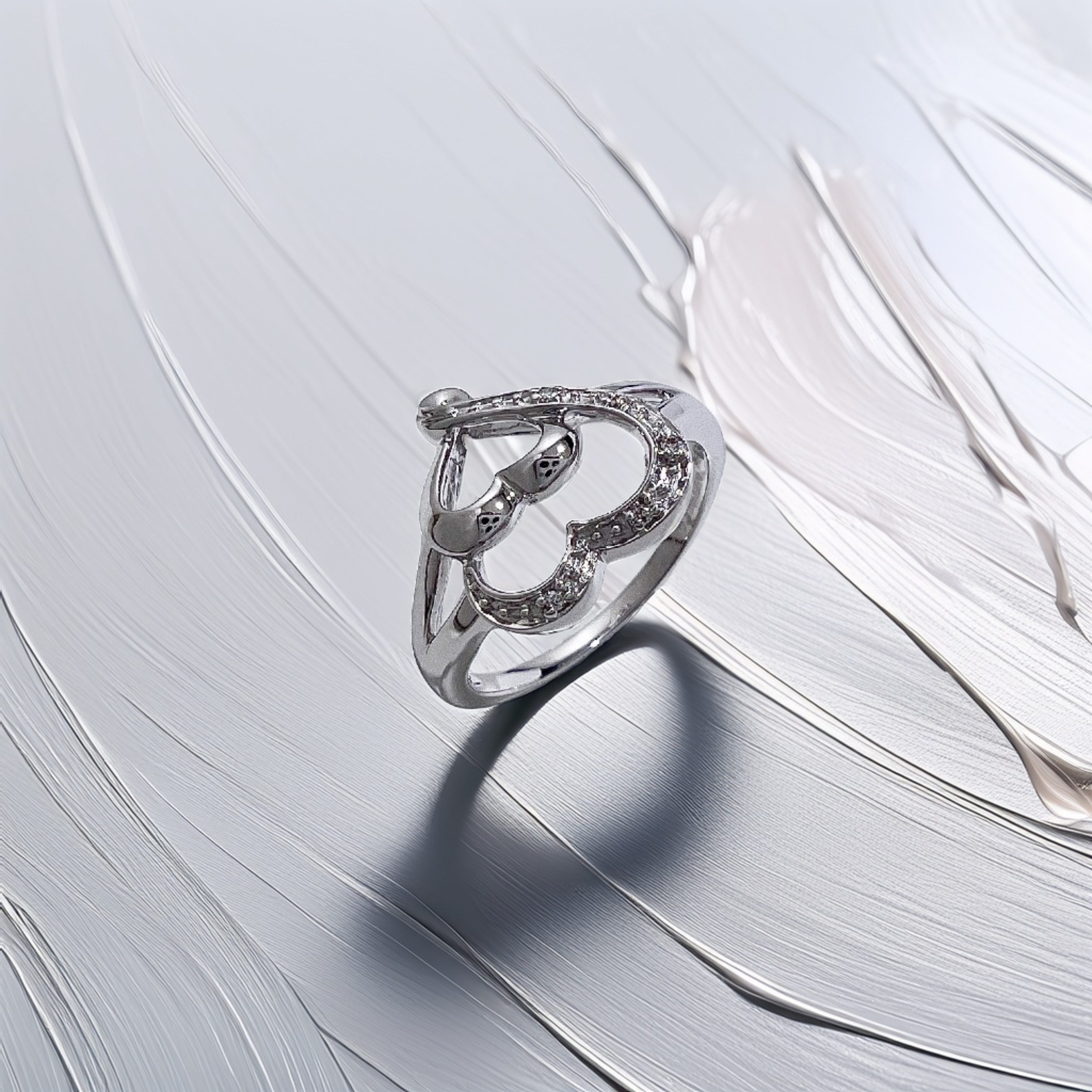 Open Heart Diamond Ring 0.05tcw