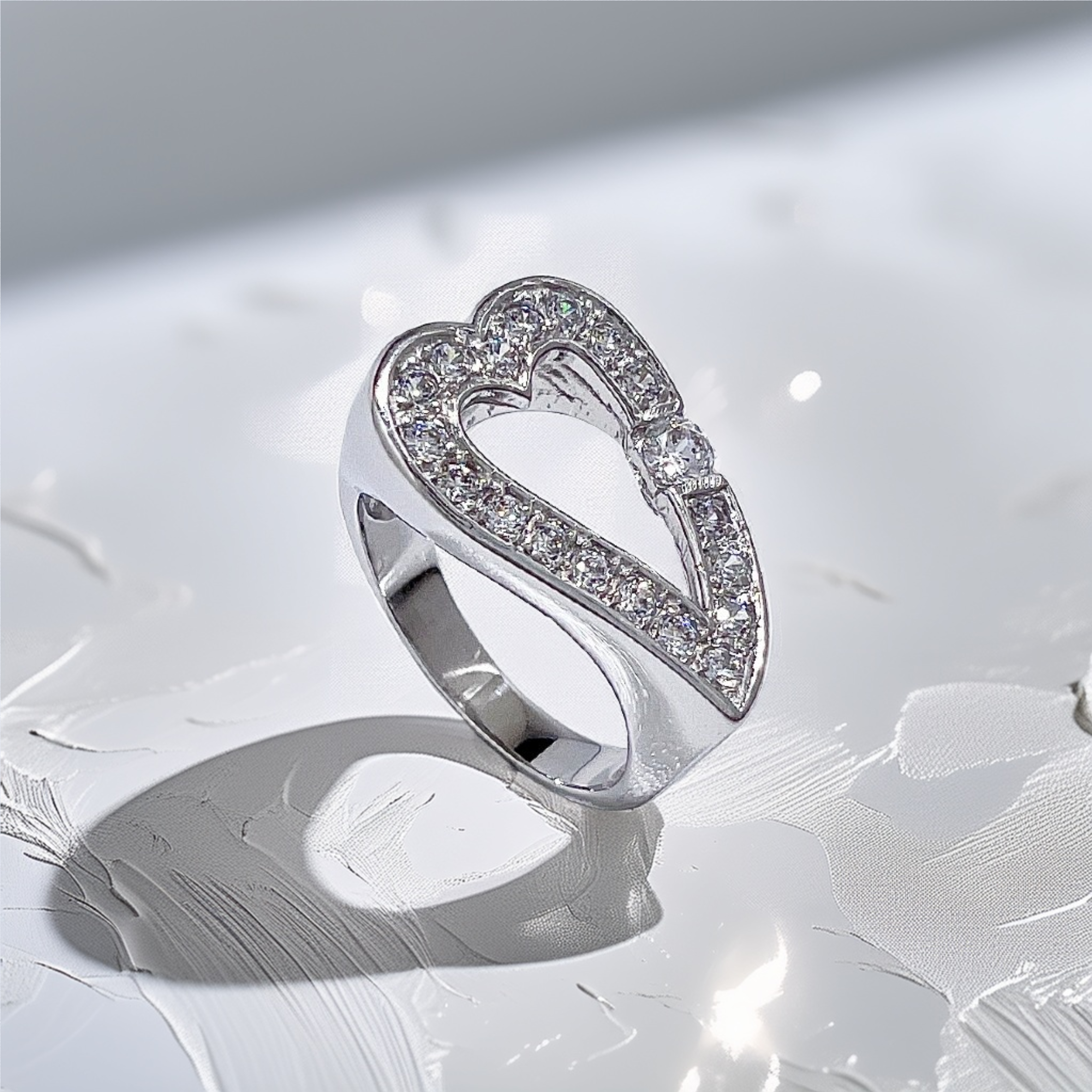 Open Heart Statement Ring White Gold