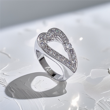 Open Heart Statement Ring White Gold