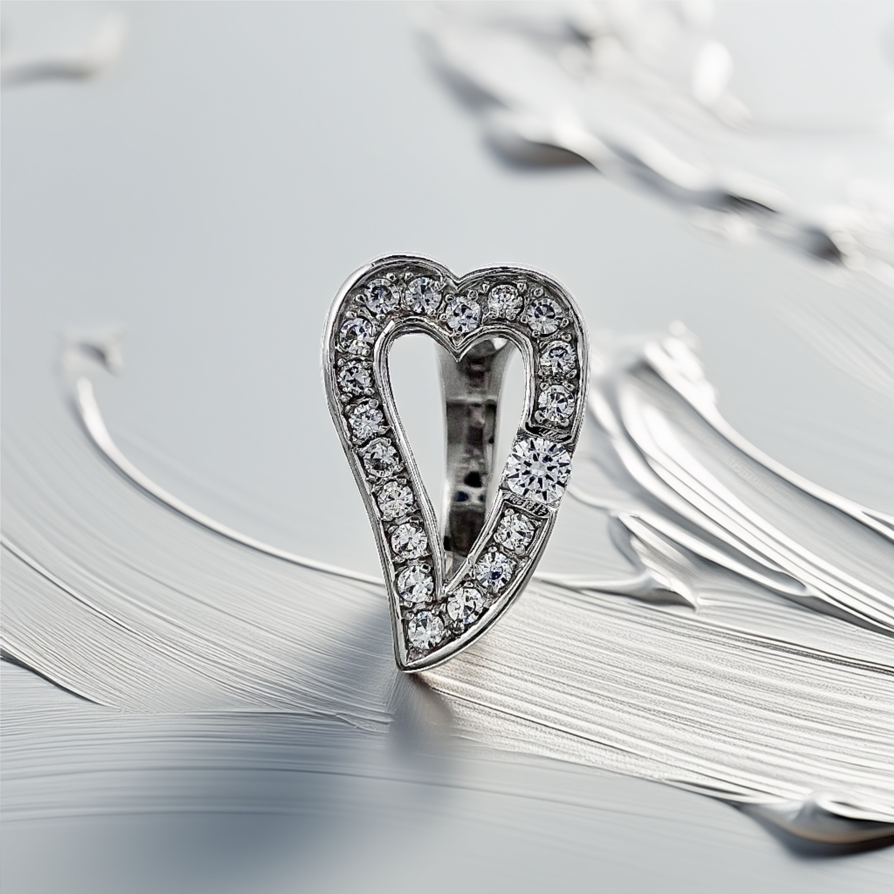 Open Heart Statement Ring White Gold