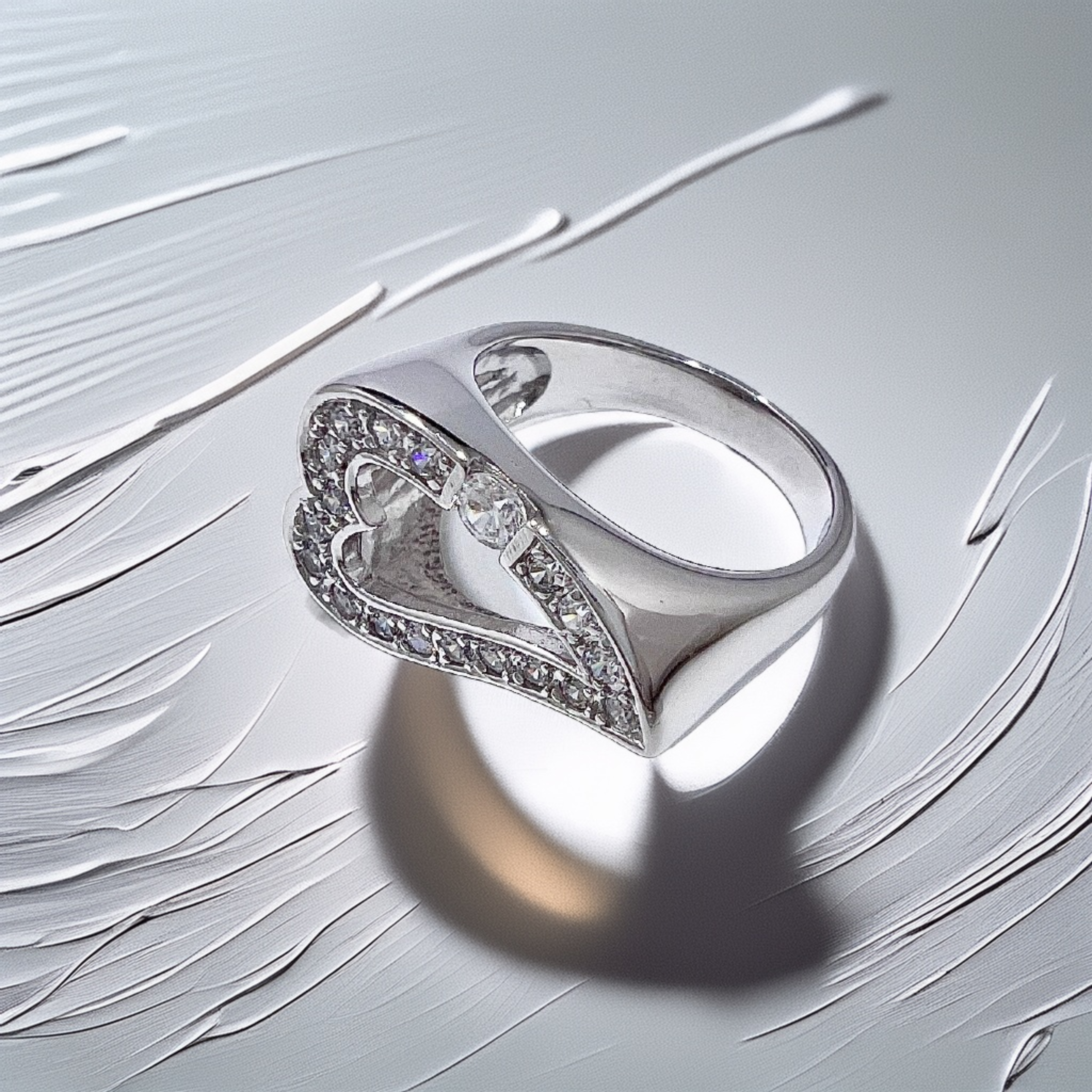 Open Heart Statement Ring White Gold