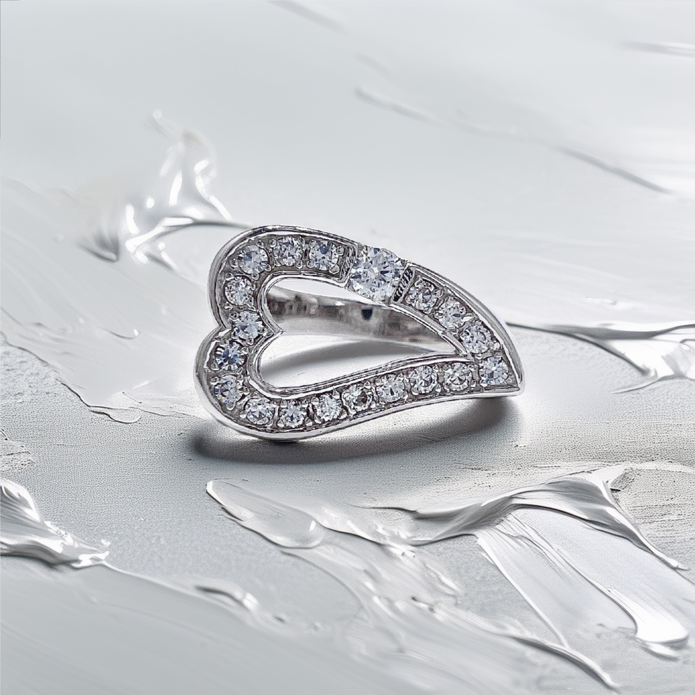 Open Heart Statement Ring White Gold