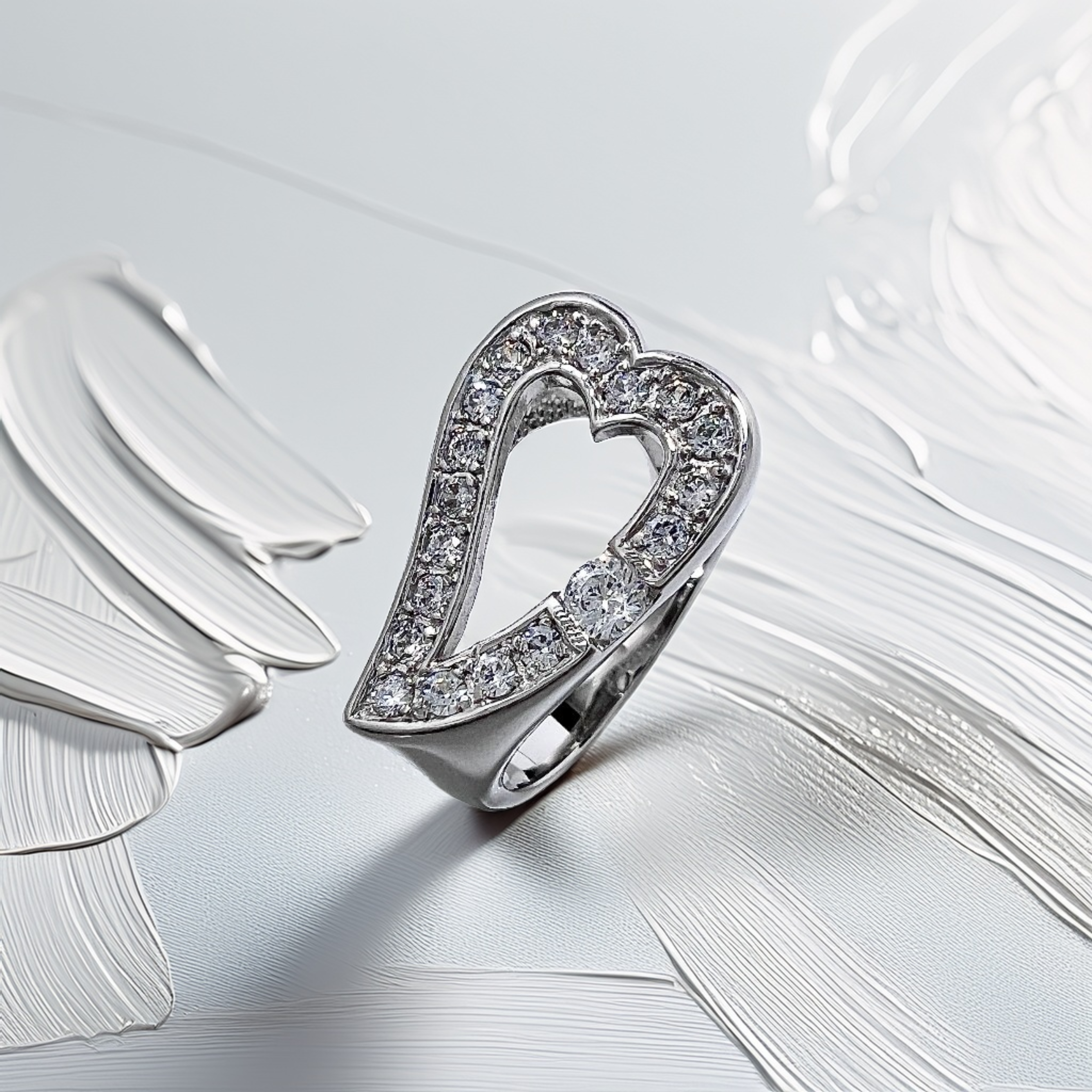 Open Heart Statement Ring White Gold