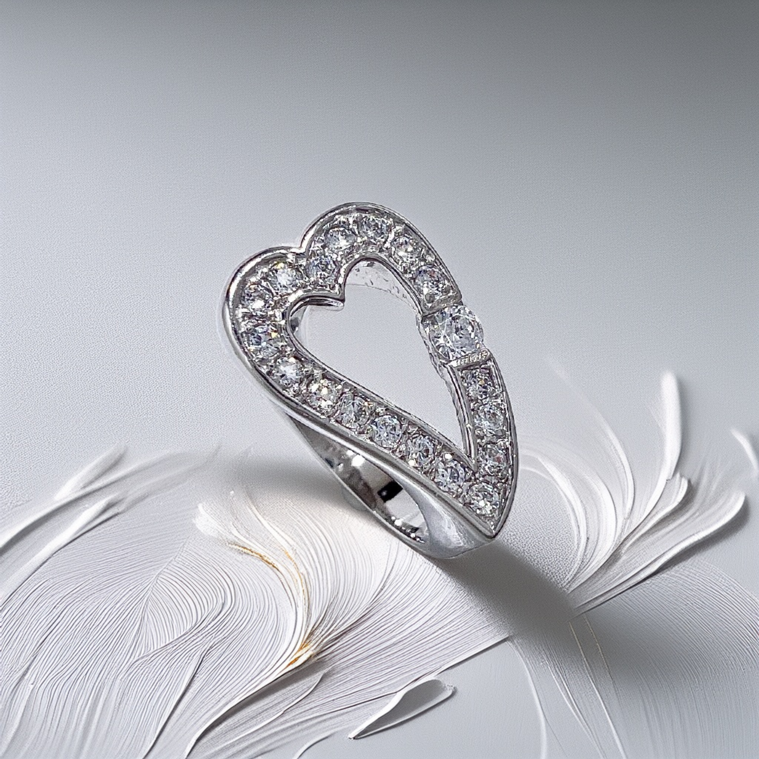 Open Heart Statement Ring White Gold