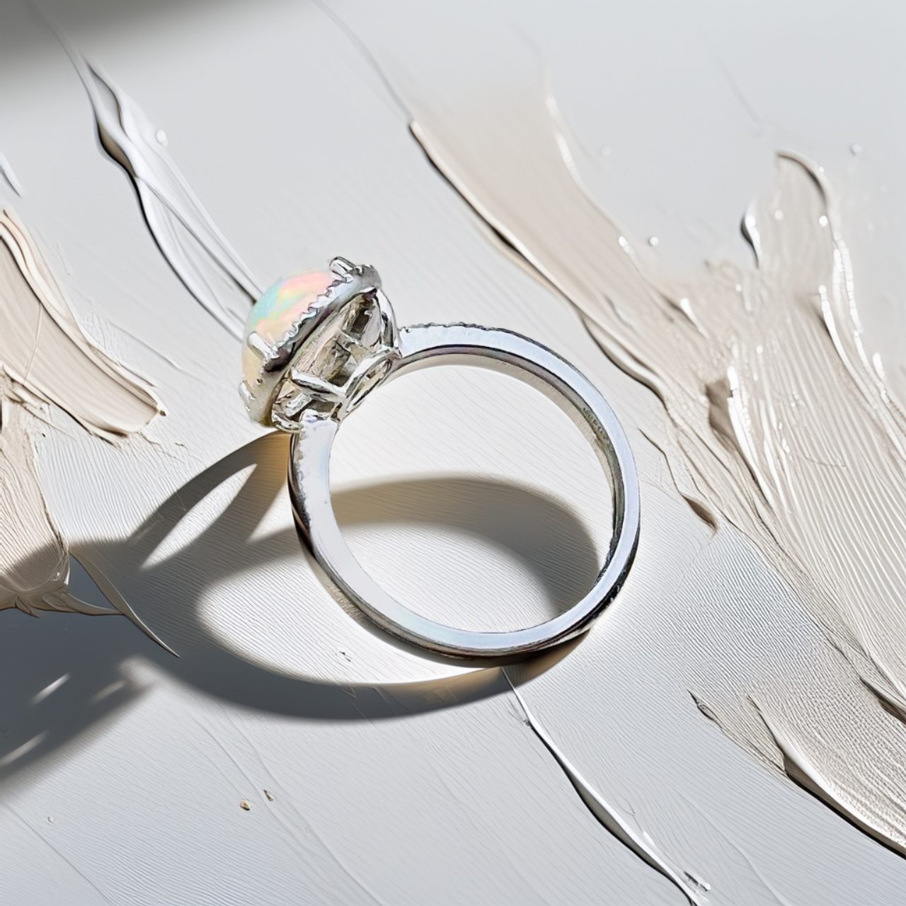 Oval Opal Diamond Halo Ring 1.91tcw