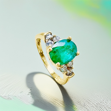Oval Emerald Diamond Ring 1.42tcw