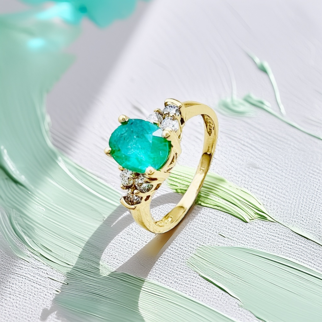 Oval Emerald Diamond Ring 1.42tcw