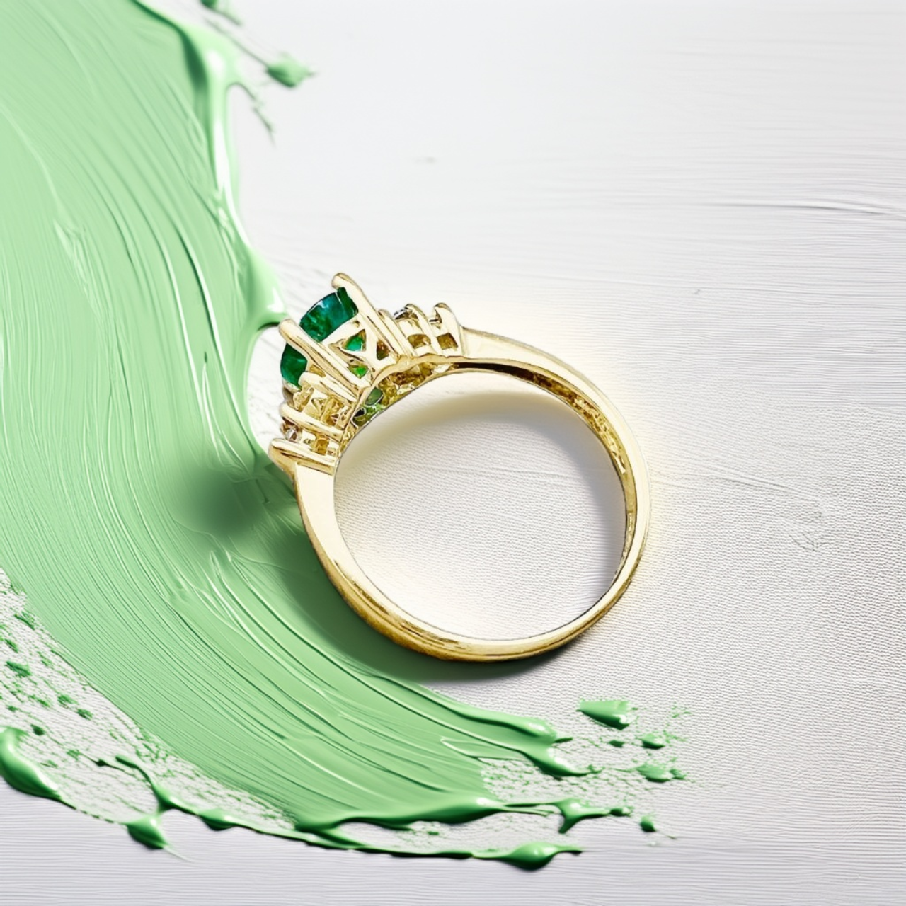 Oval Emerald Diamond Ring 1.42tcw