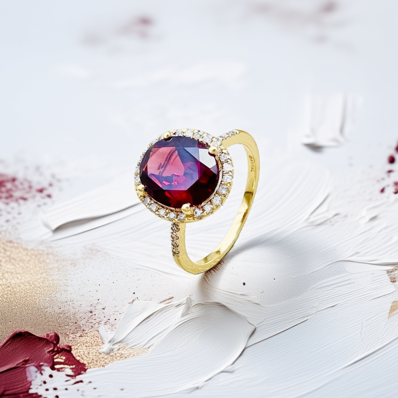 Oval Garnet Diamond Halo Ring 2.91tcw