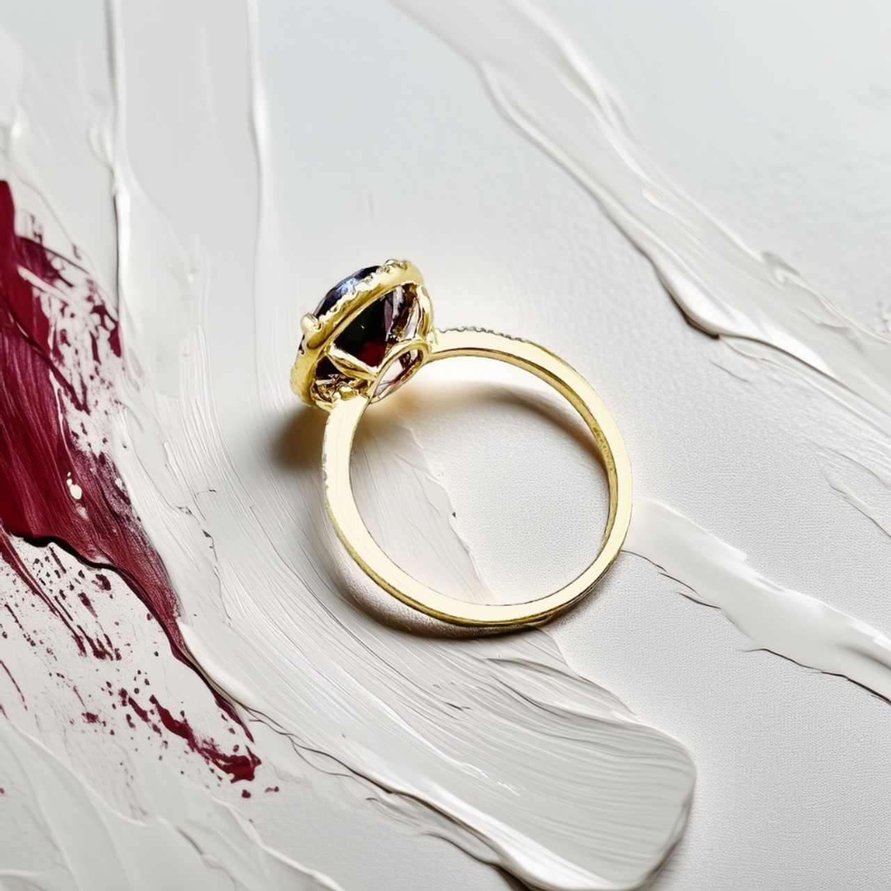 Oval Garnet Diamond Halo Ring 2.91tcw