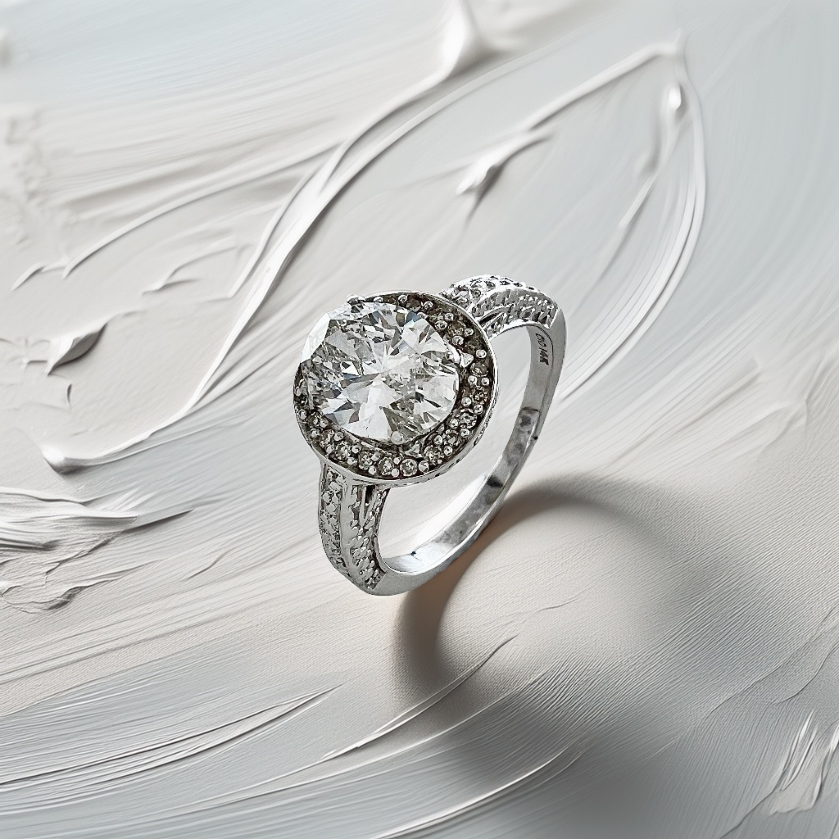 1.50ct Oval-Cut Lab Diamond Halo Engagement Ring White Gold