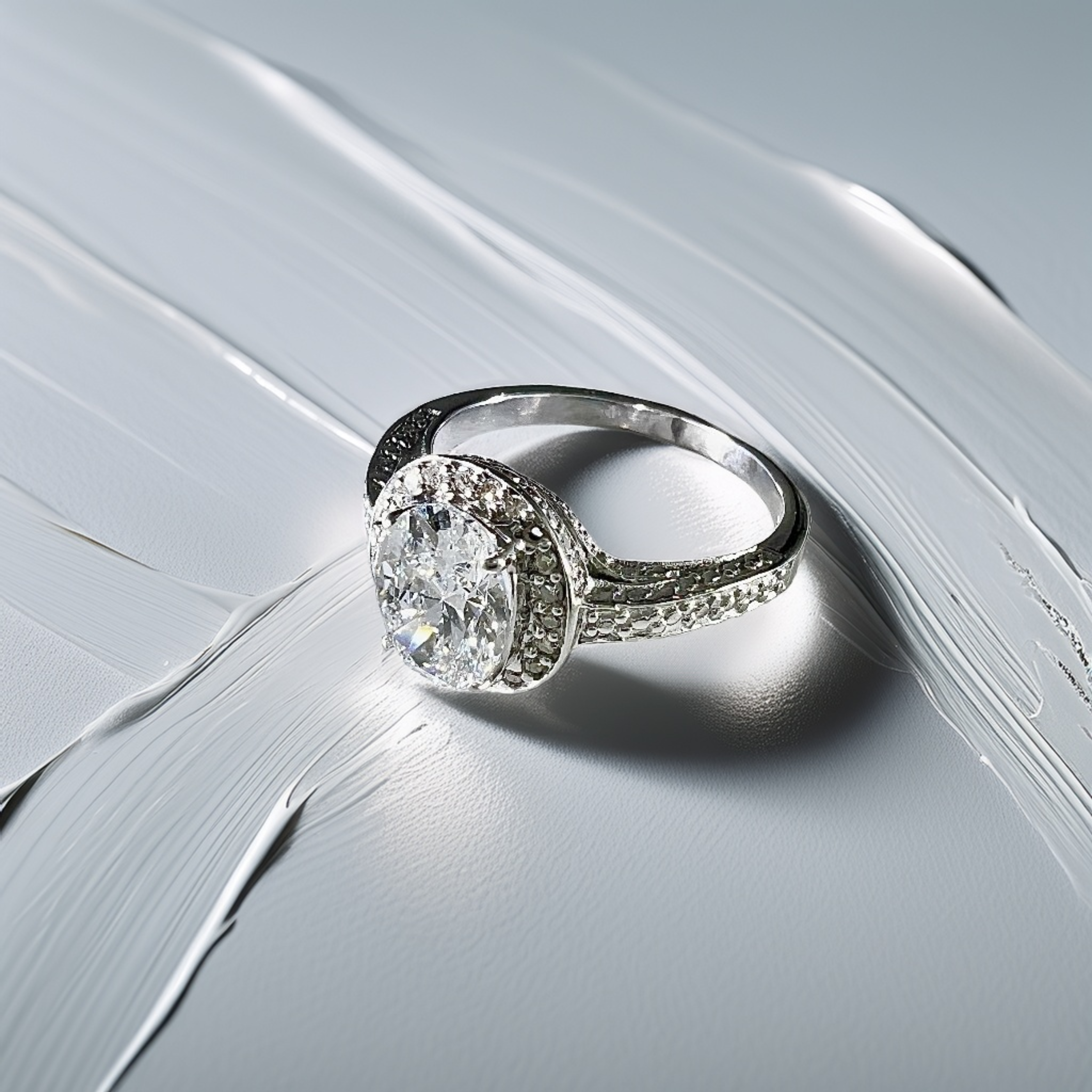 1.50ct Oval-Cut Lab Diamond Halo Engagement Ring White Gold