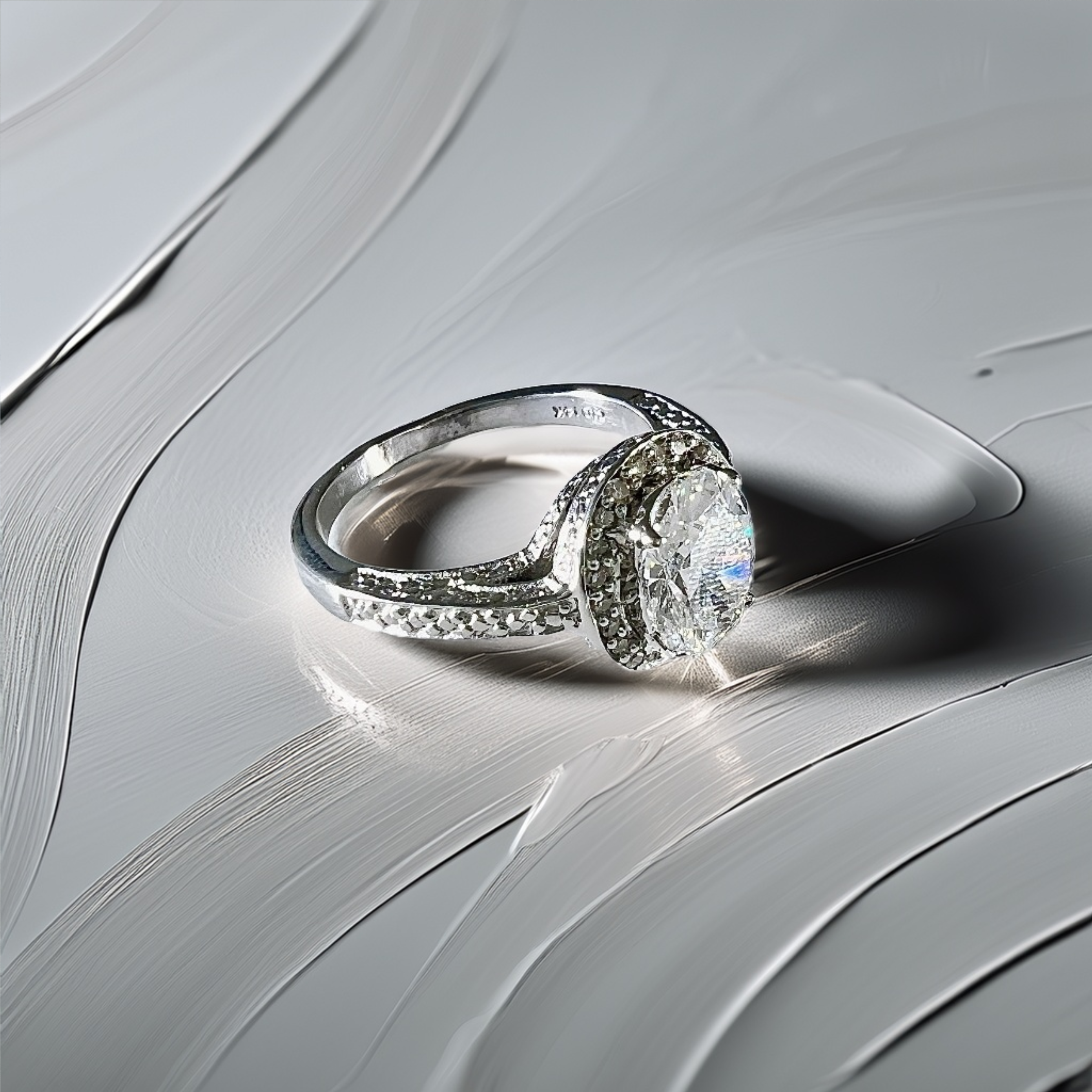 1.50ct Oval-Cut Lab Diamond Halo Engagement Ring White Gold