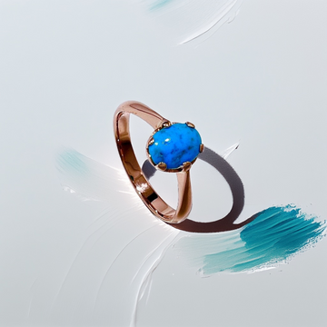 Oval Turquoise Solitaire Ring 18kt Gold