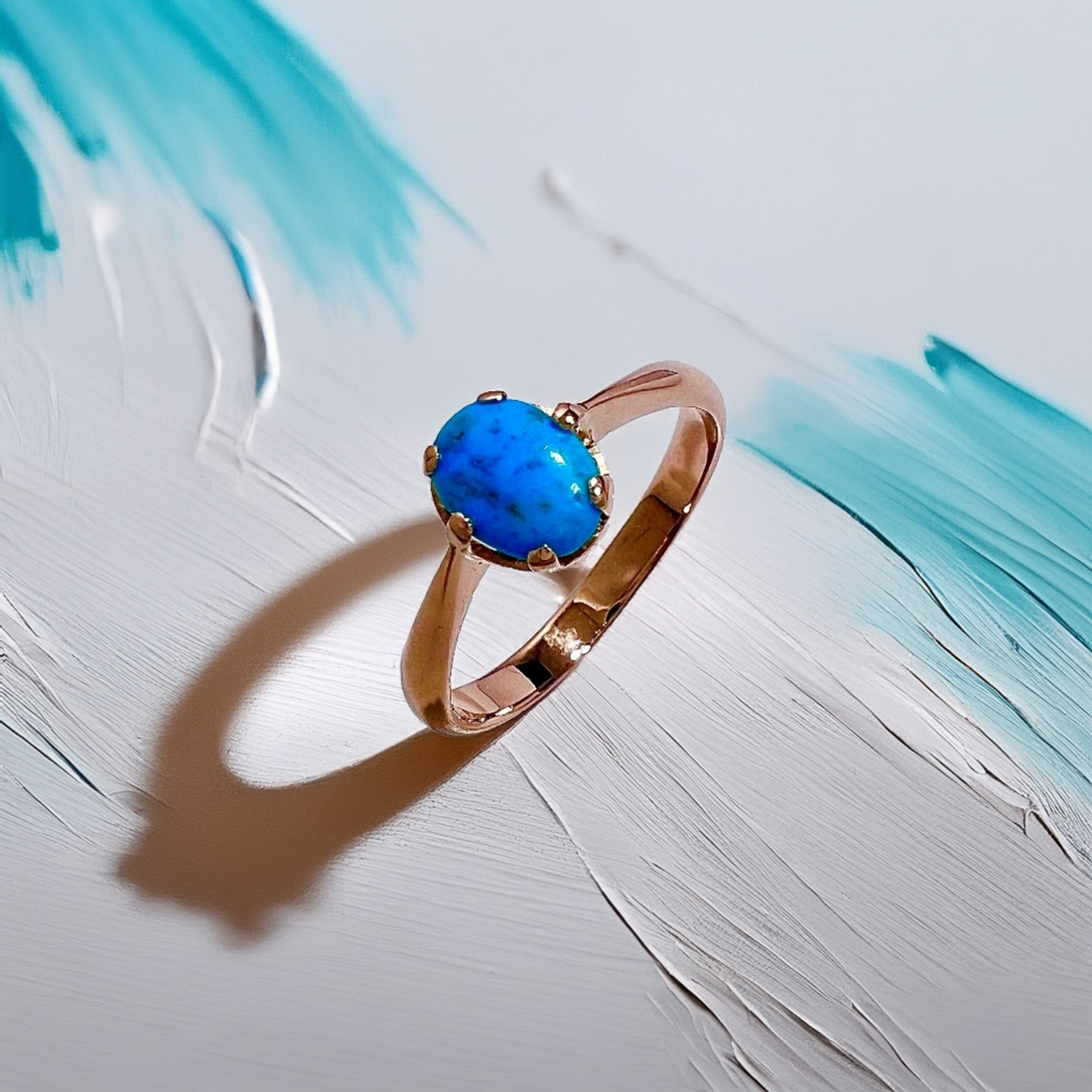 Oval Turquoise Solitaire Ring 18kt Gold
