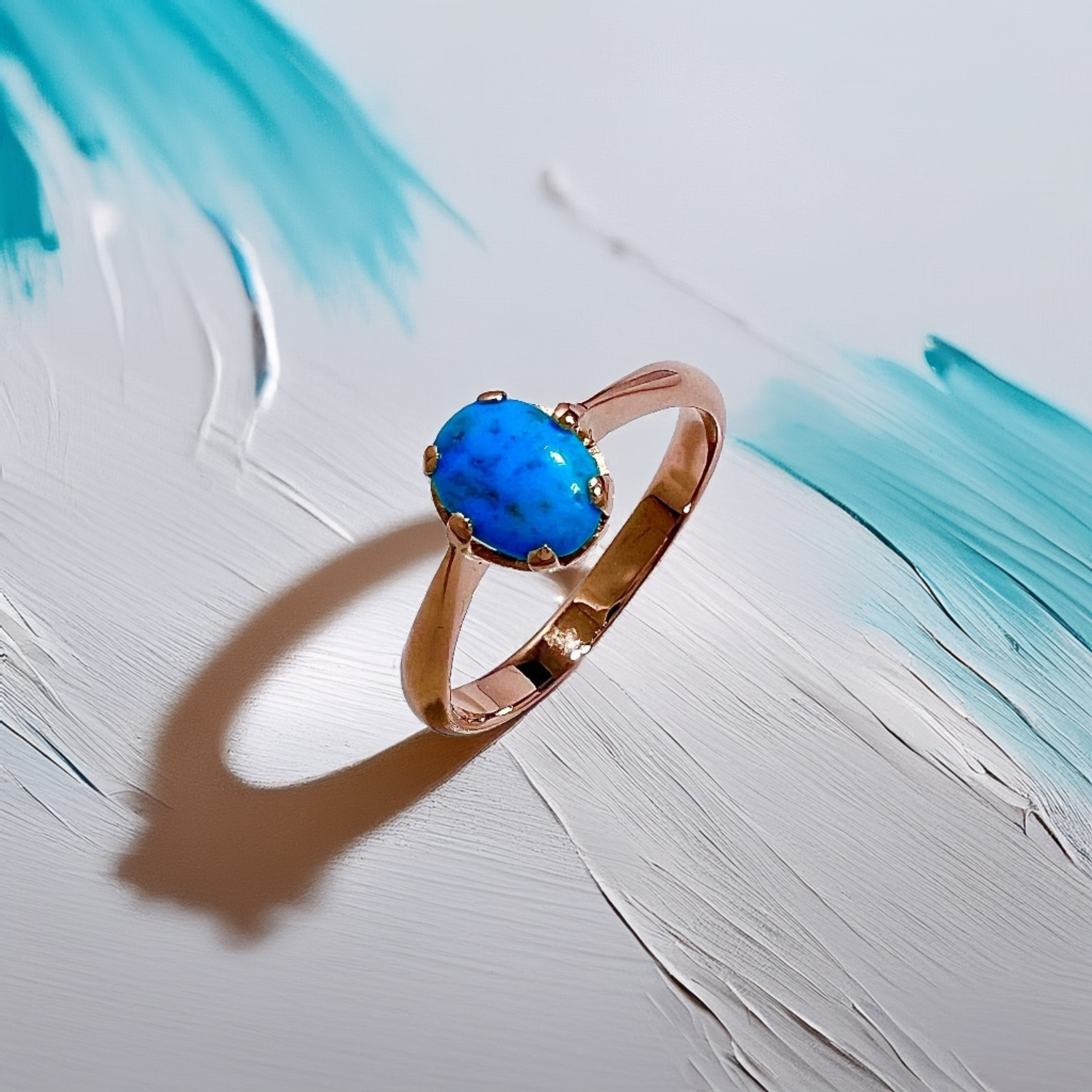 Oval Turquoise Solitaire Ring 18kt Gold