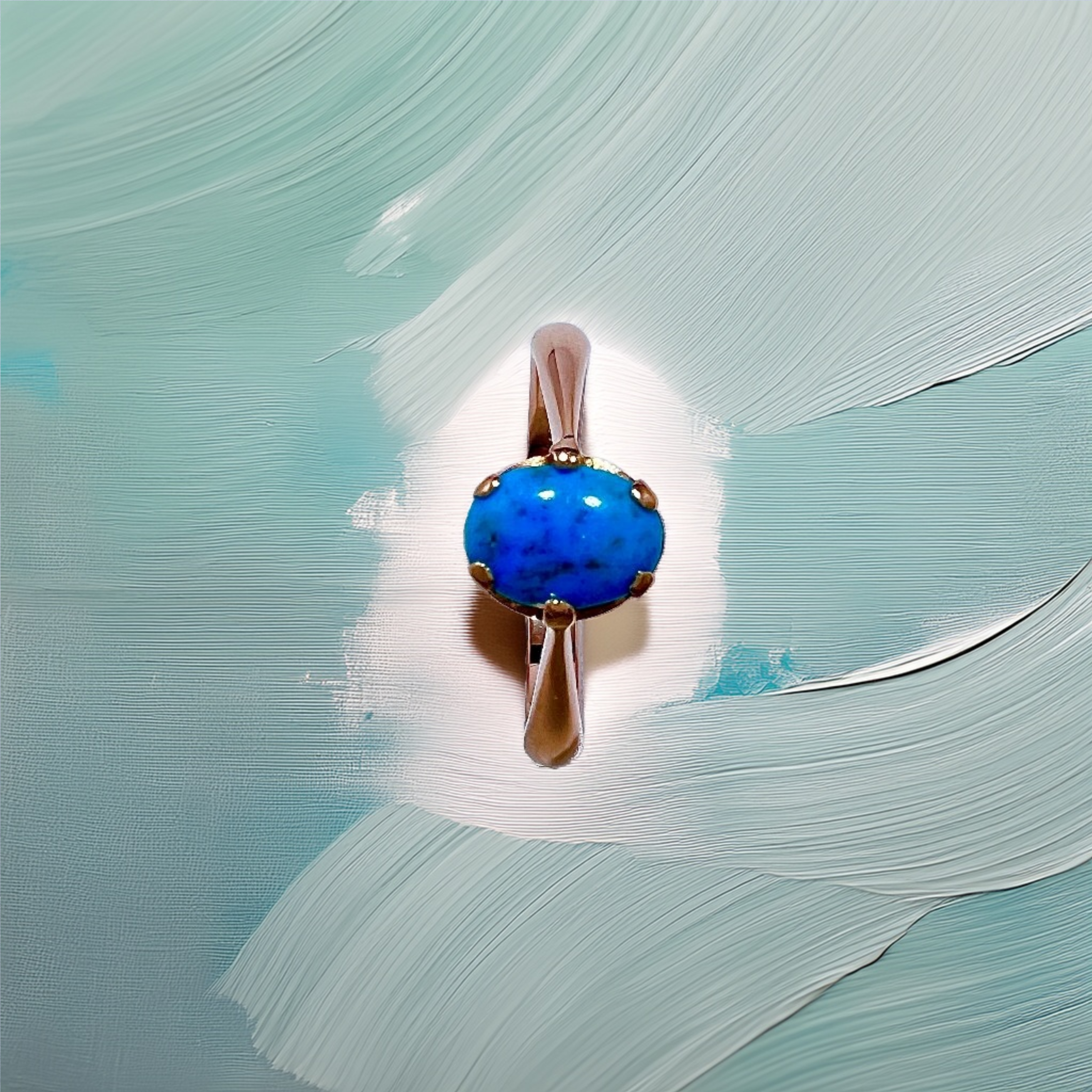 Oval Turquoise Solitaire Ring 18kt Gold