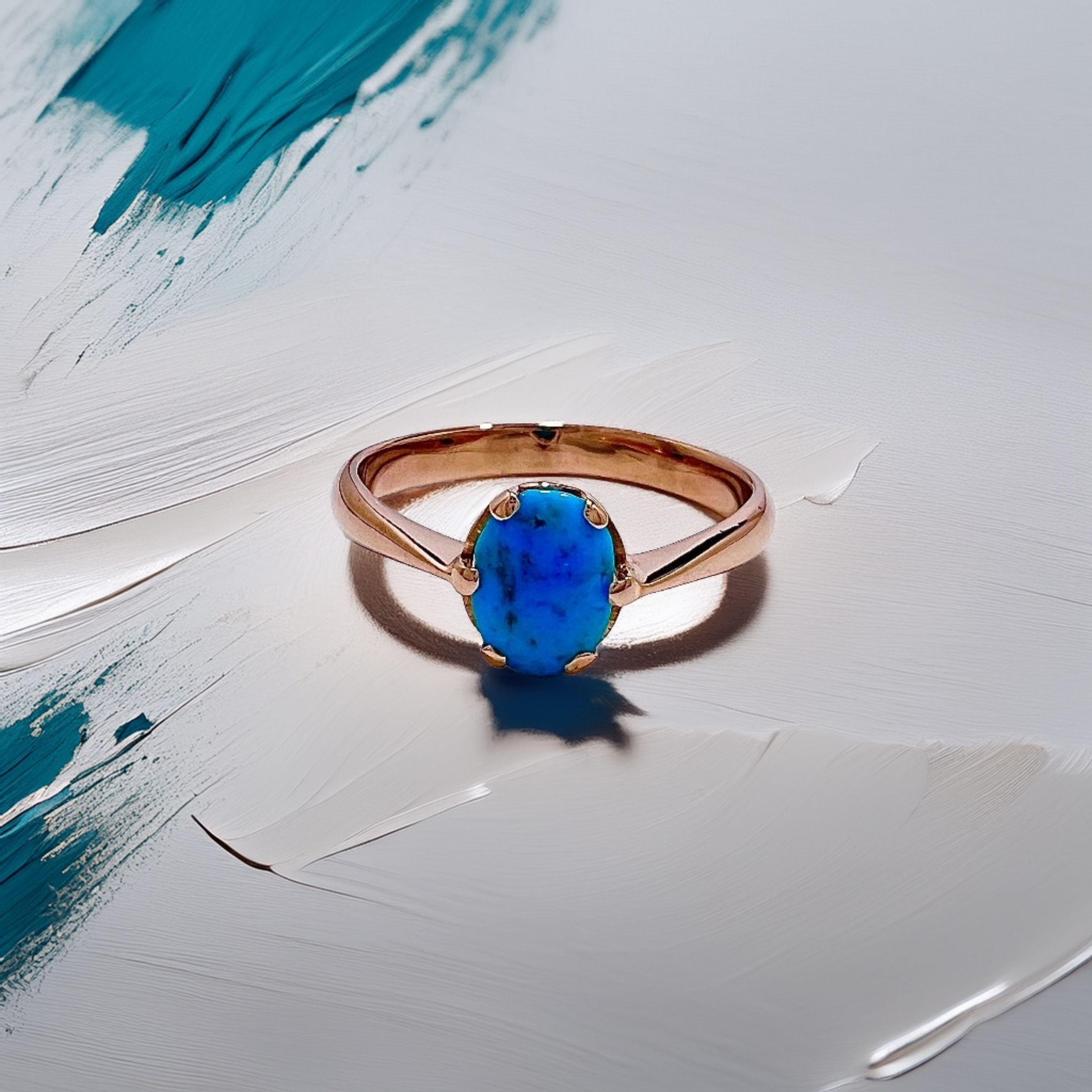 Oval Turquoise Solitaire Ring 18kt Gold