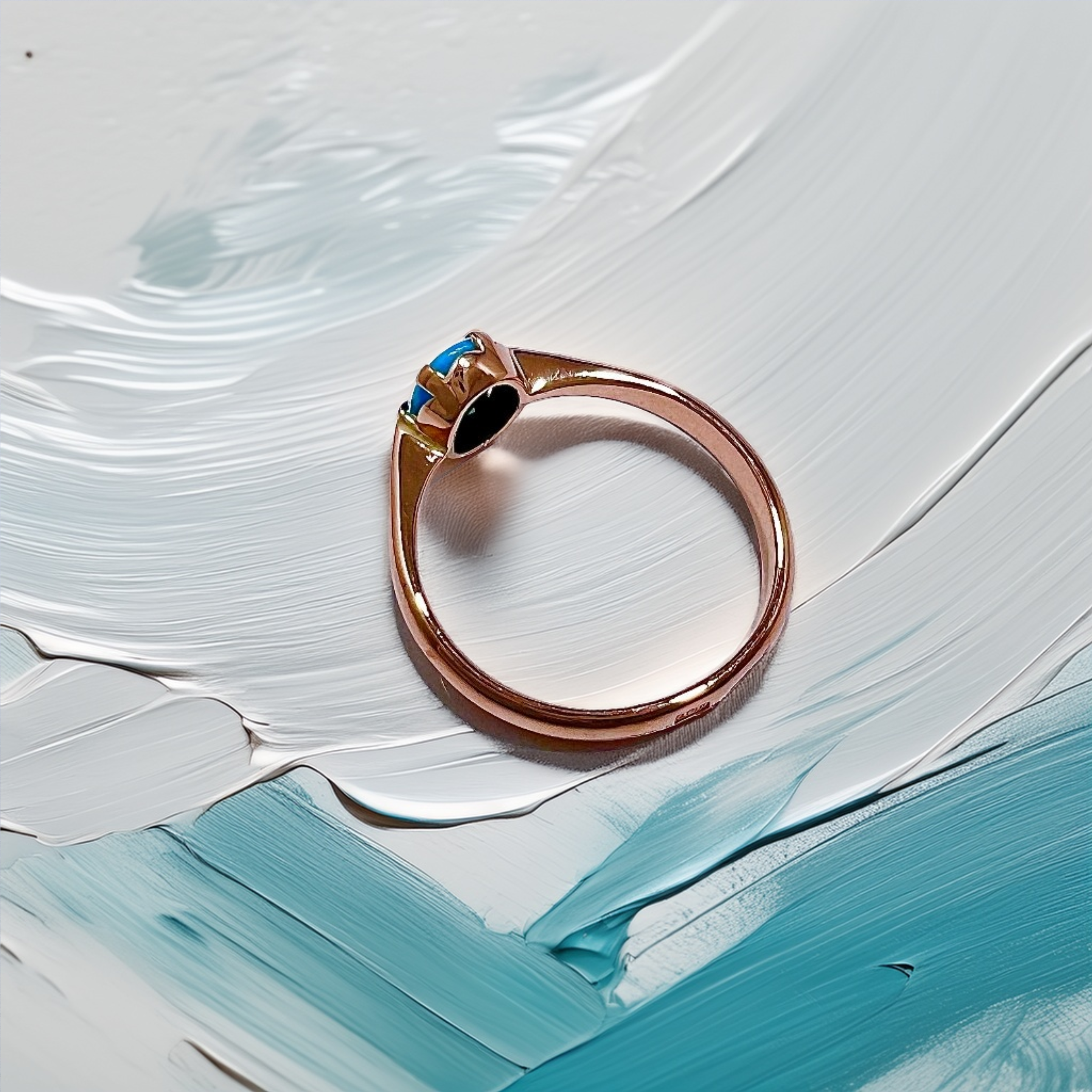 Oval Turquoise Solitaire Ring 18kt Gold