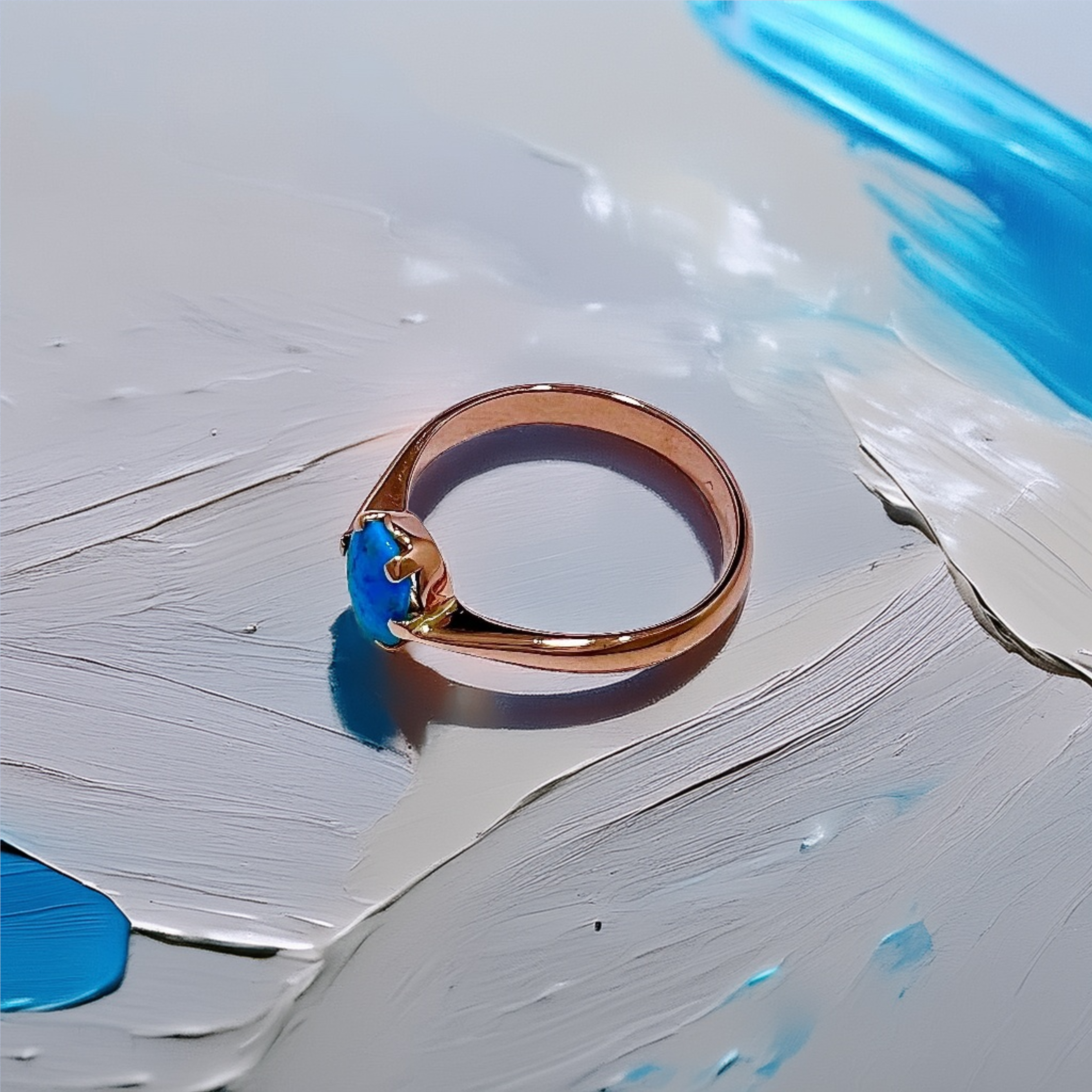 Oval Turquoise Solitaire Ring 18kt Gold